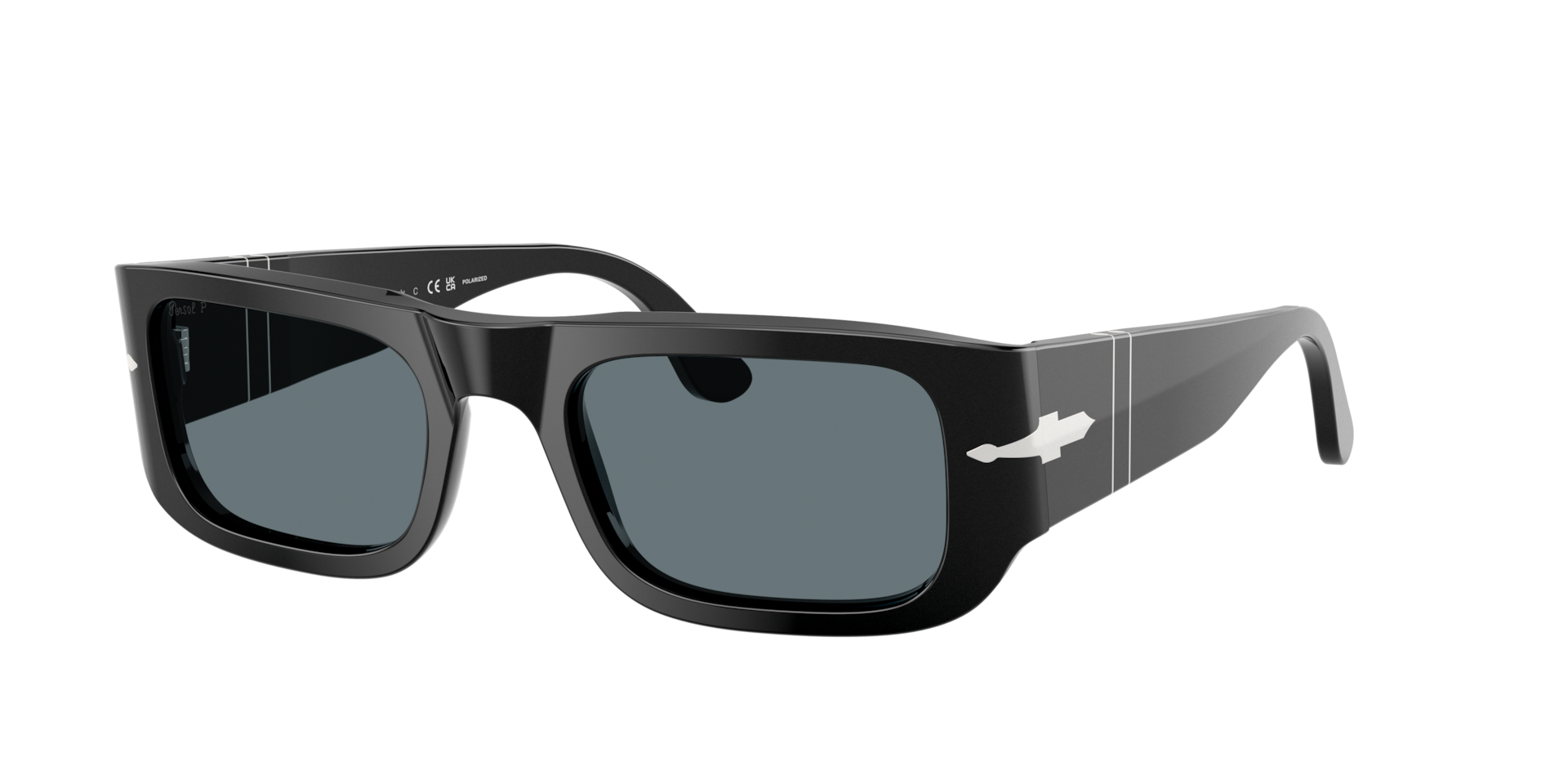 Persol Unisex Sunglass PO3362S -  Frame color: Black, Lens color: Dark Blue Polarized