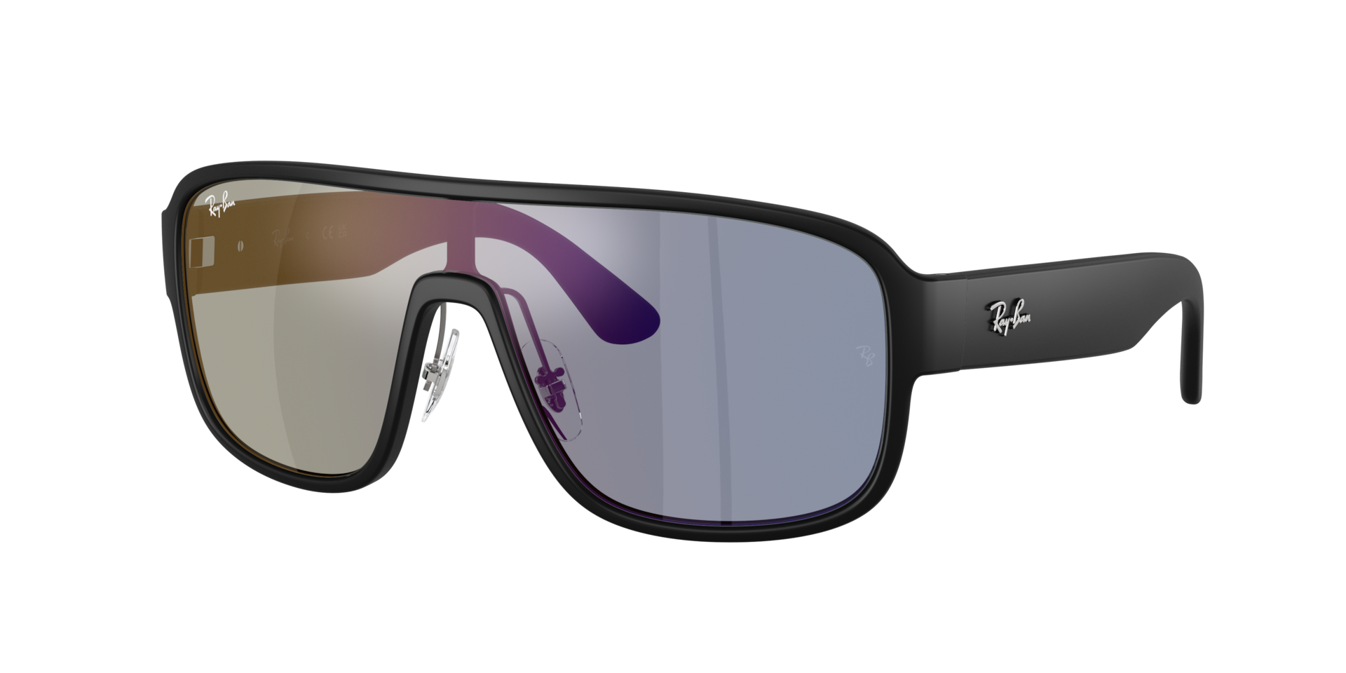 Ray-Ban Unisex Sunglass RB2229 - Couleur du Monture: Noir mat, Couleur de Lentille: Bleu foncé miroir violet