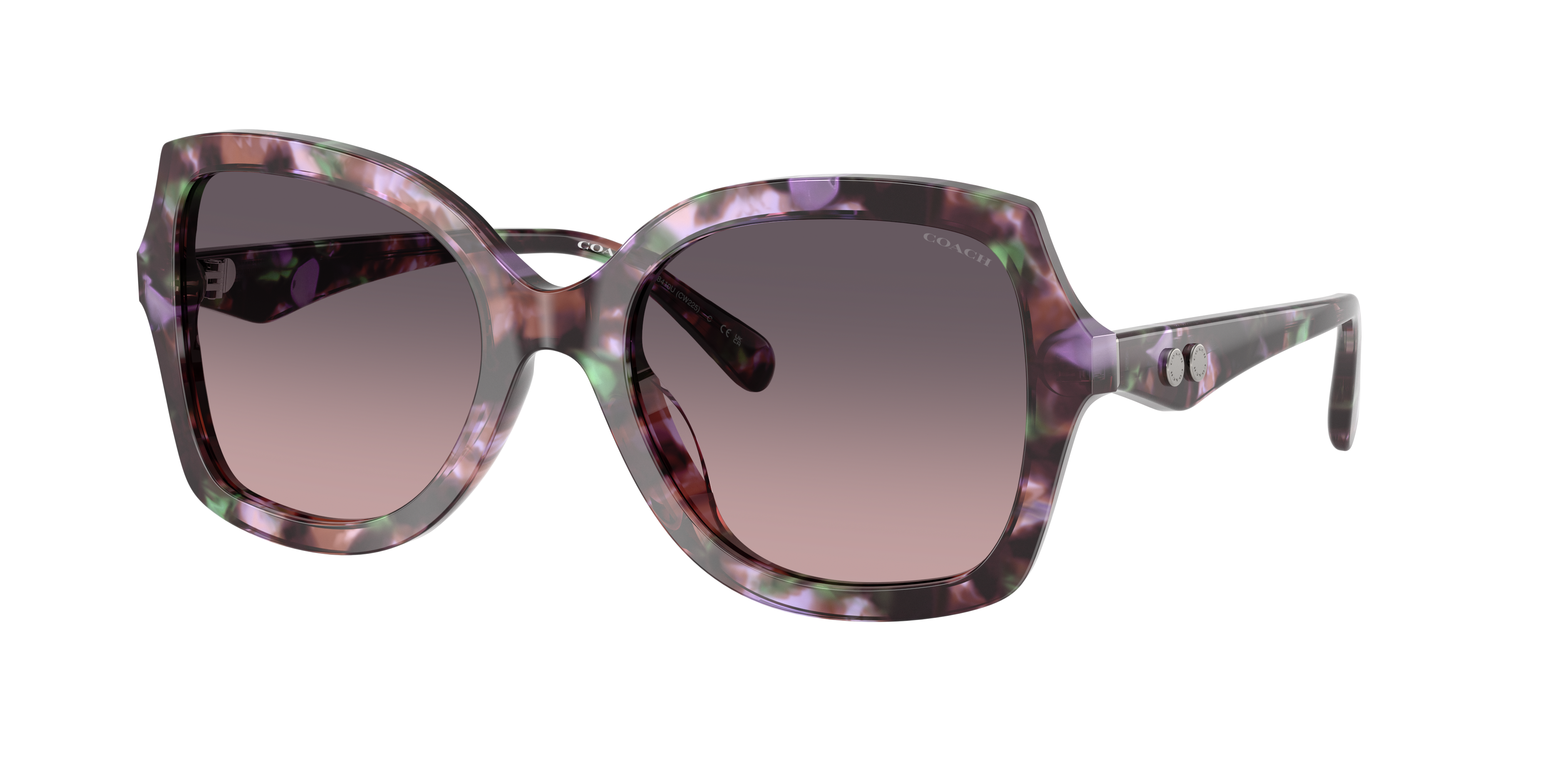 Coach Woman Sunglass CW225 -  Frame color: Amethyst Pearl Tortoise, Lens color: Smoke Purple Gradient
