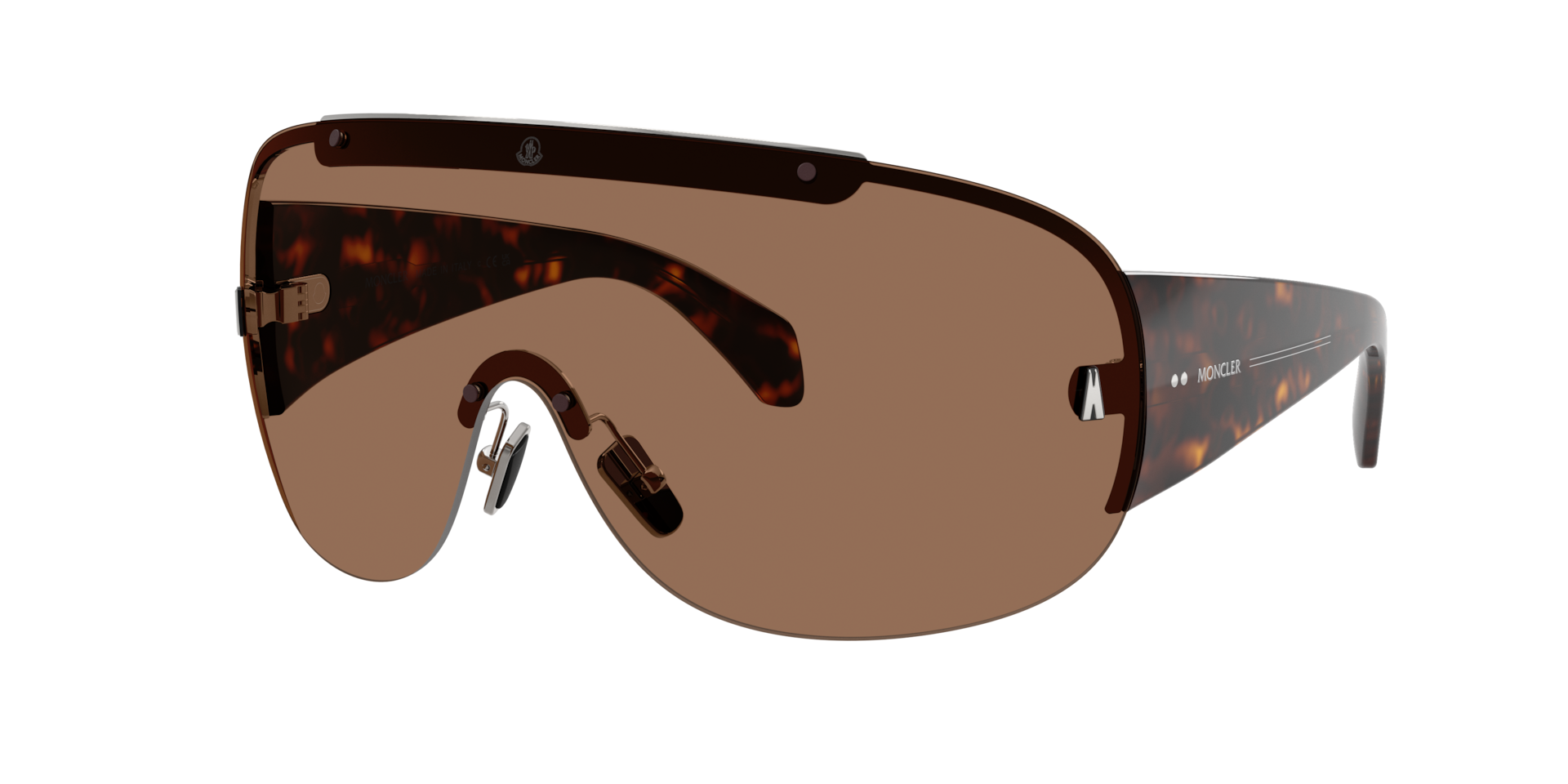 Moncler Unisex Sunglass ME4012 Rizon - Couleur du Monture Argent brillant Couleur de Lentille Solid Cinnamon 470 €
