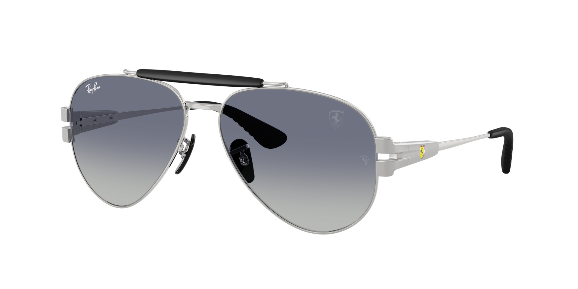 Ray-Ban Unisex Sunglass RB3762M Scuderia Ferrari Collection -  Frame color: Silver, Lens color: Grey Gradient Blue