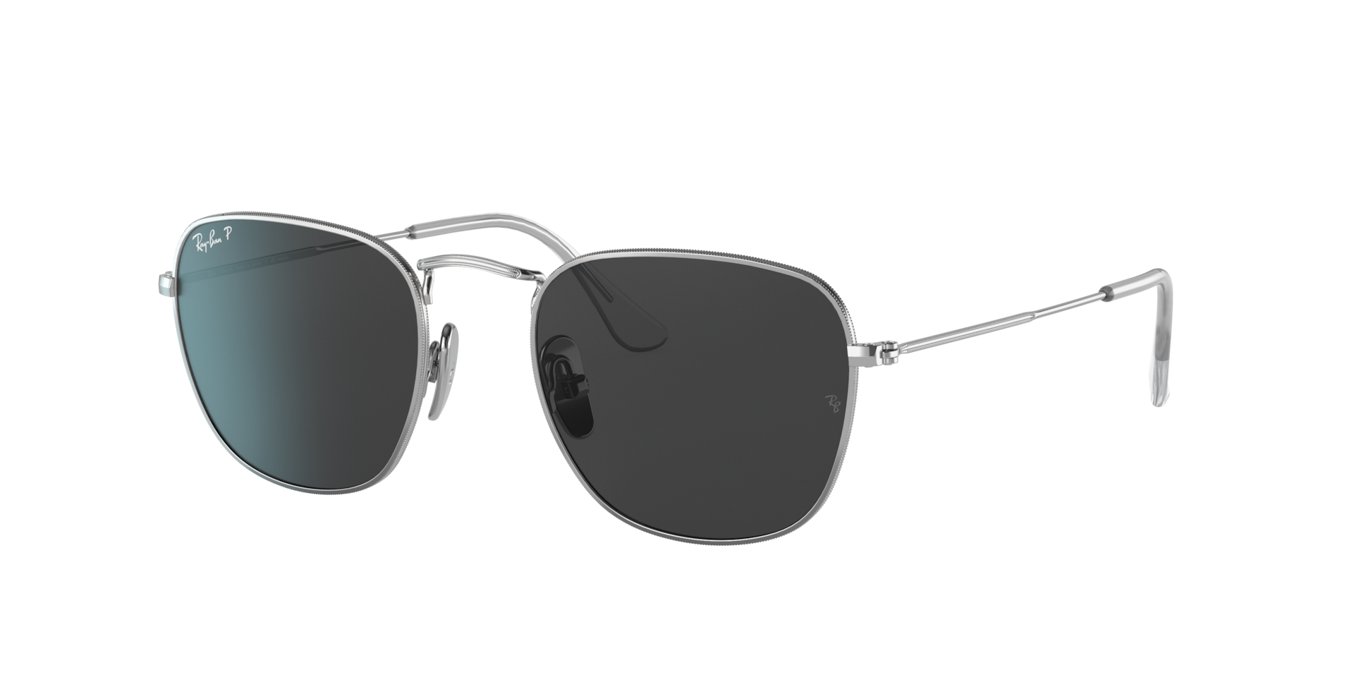 Ray-Ban Homme Sunglass Frank Titanium - Couleur du Monture Argent Couleur de Lentille Noir polarisant 225 €