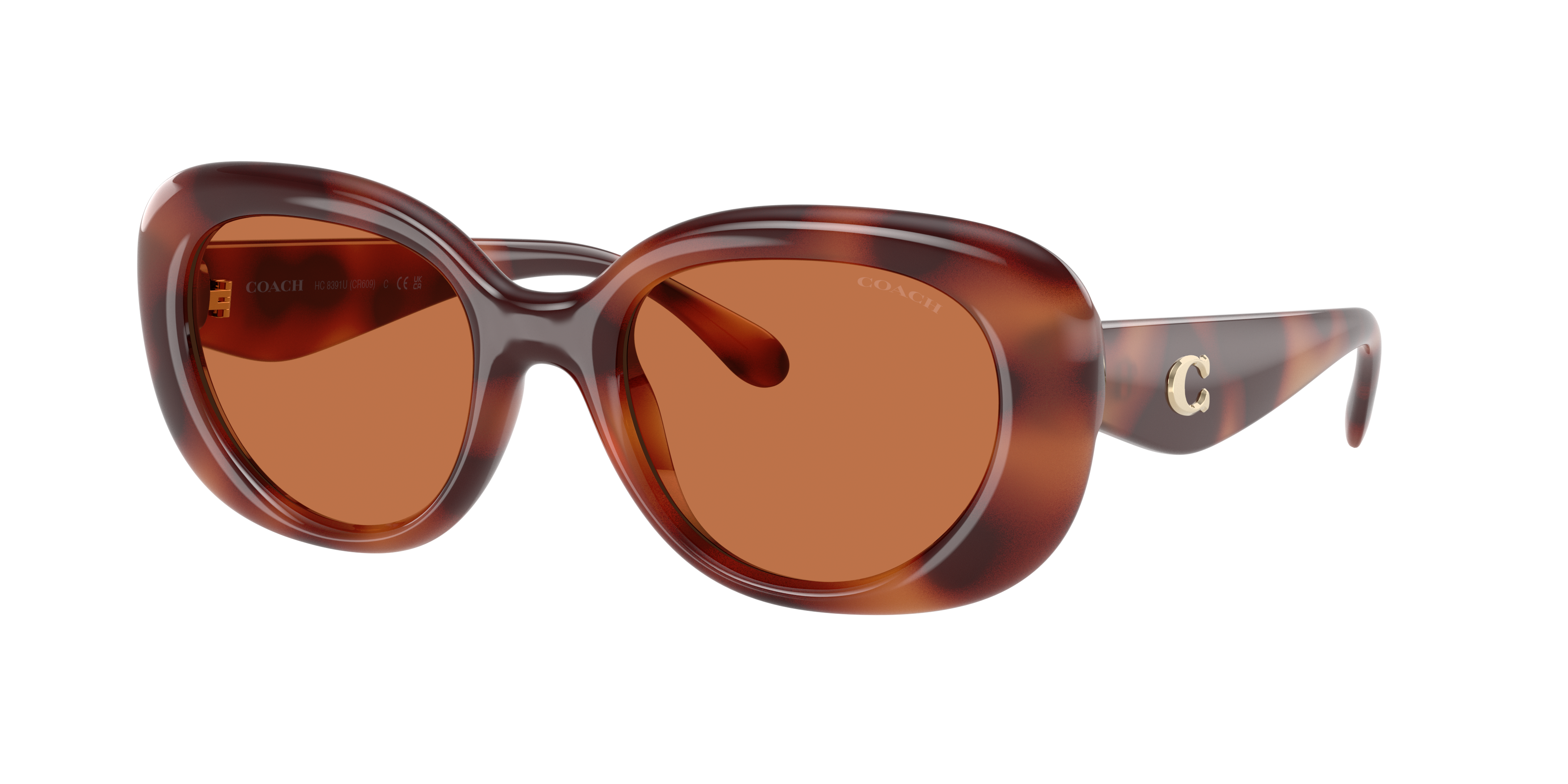 Coach Woman Sunglass CR609 -  Frame color: Caramel Tortoise, Lens color: Brown Solid