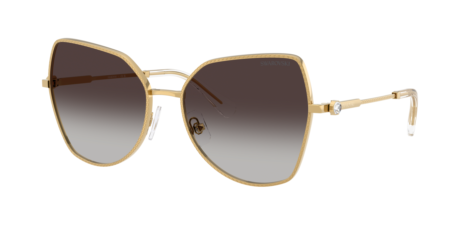 Swarovski Grey Woman Sk7037 40048G Sunglasses Metal Gold Butterfly Normal Nuanced - Image 2