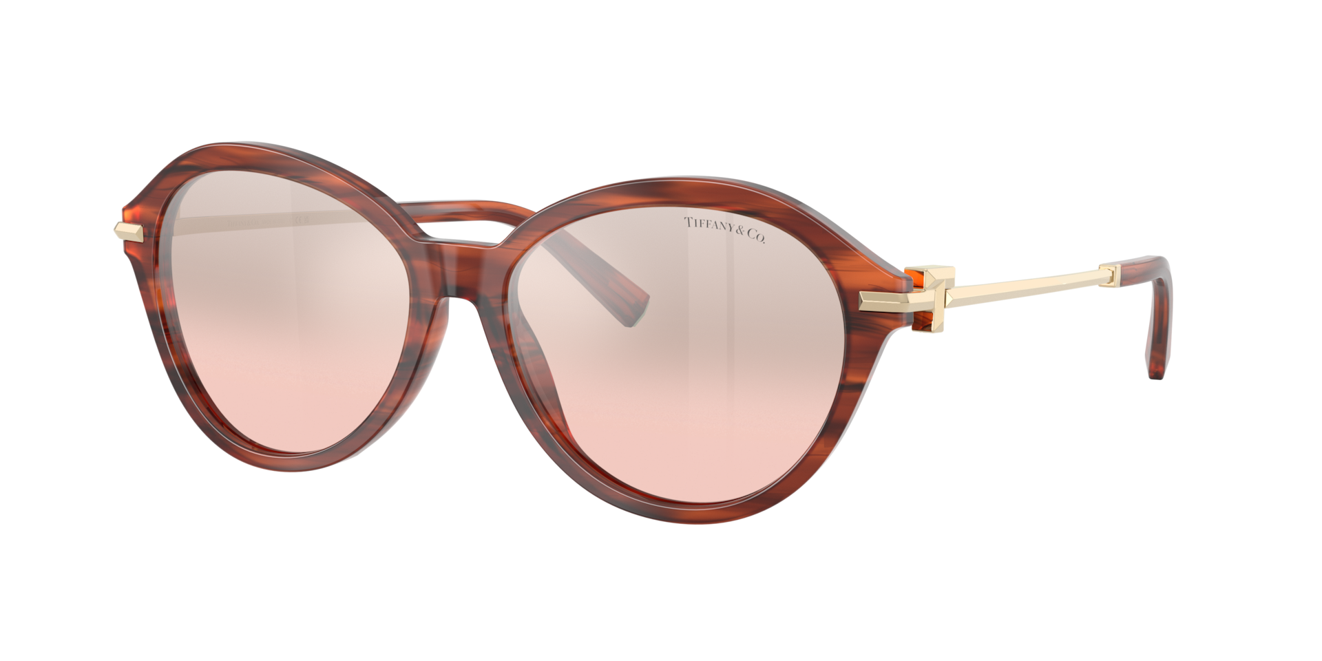 Tiffany & Co. Woman Sunglass TF4259 - Frame color: Ruby Striped Havana, Lens color: Light Pink Mirror Gradient Silver