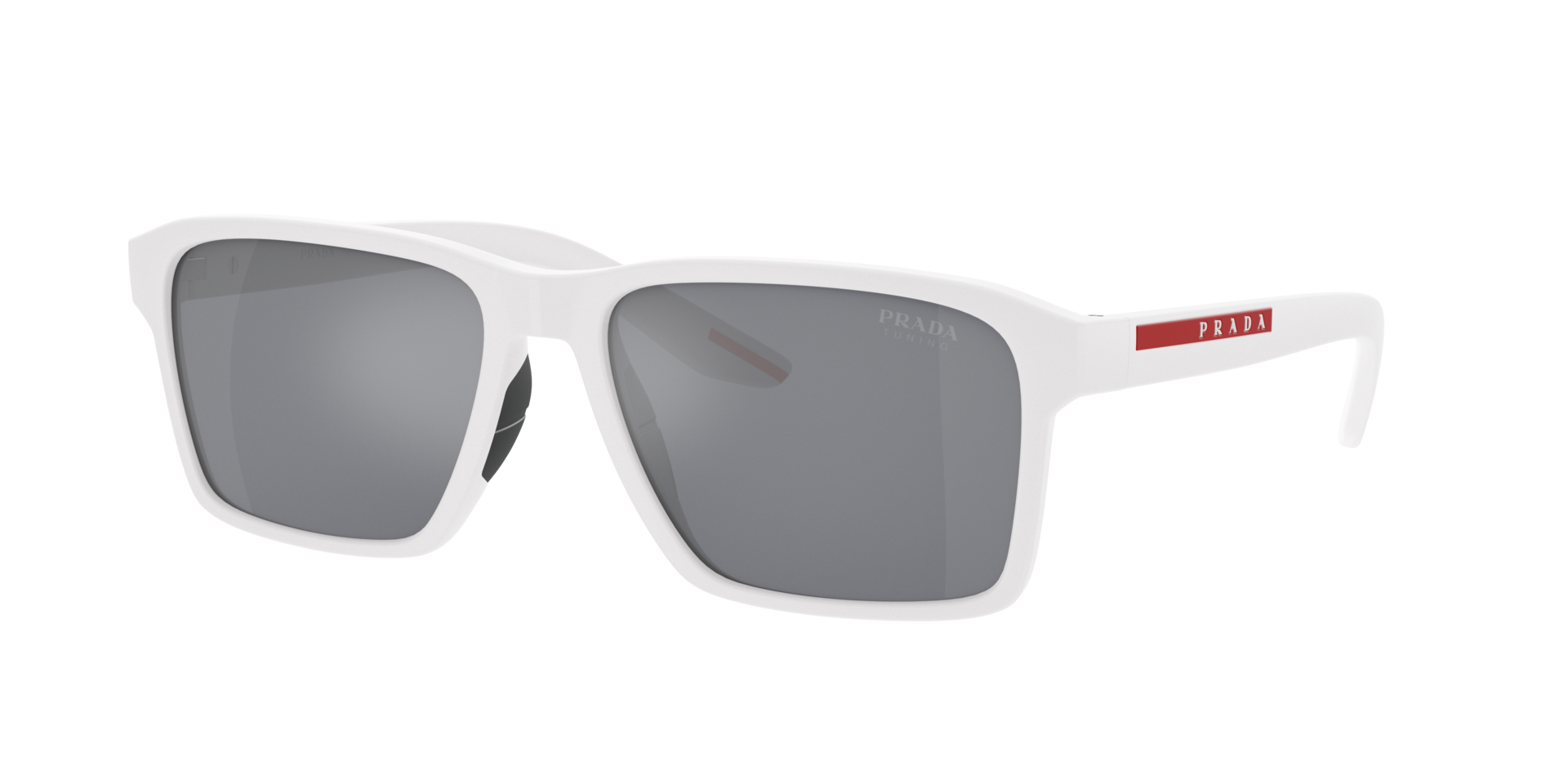 Prada Linea Rossa Homme Sunglass PS 05YS - Couleur du Monture Caoutchouc Blanc Couleur de Lentille Filtre lumire bleue Argent effet miroir 196 €