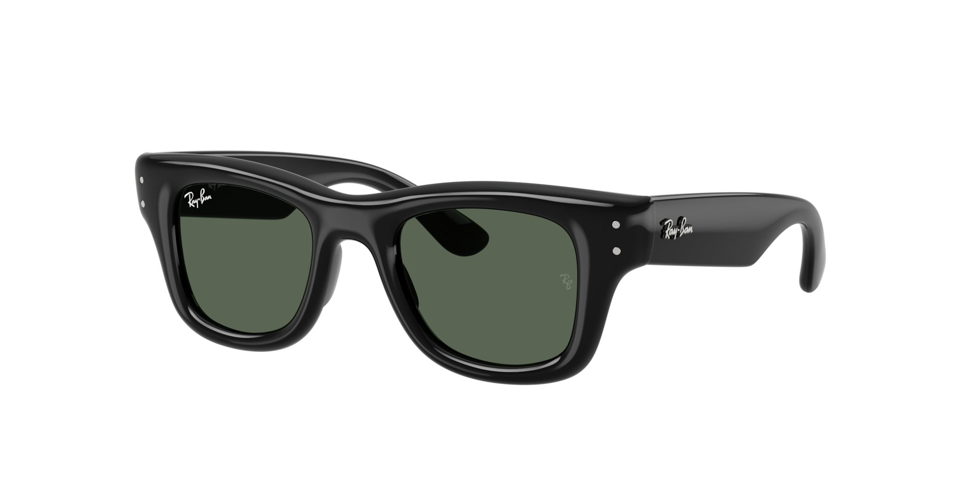 Ray-Ban Unisex Sunglass PUFFER KIDS BIO-BASED -  Framekleur: Zwart, Lenskleur: Donkergroen