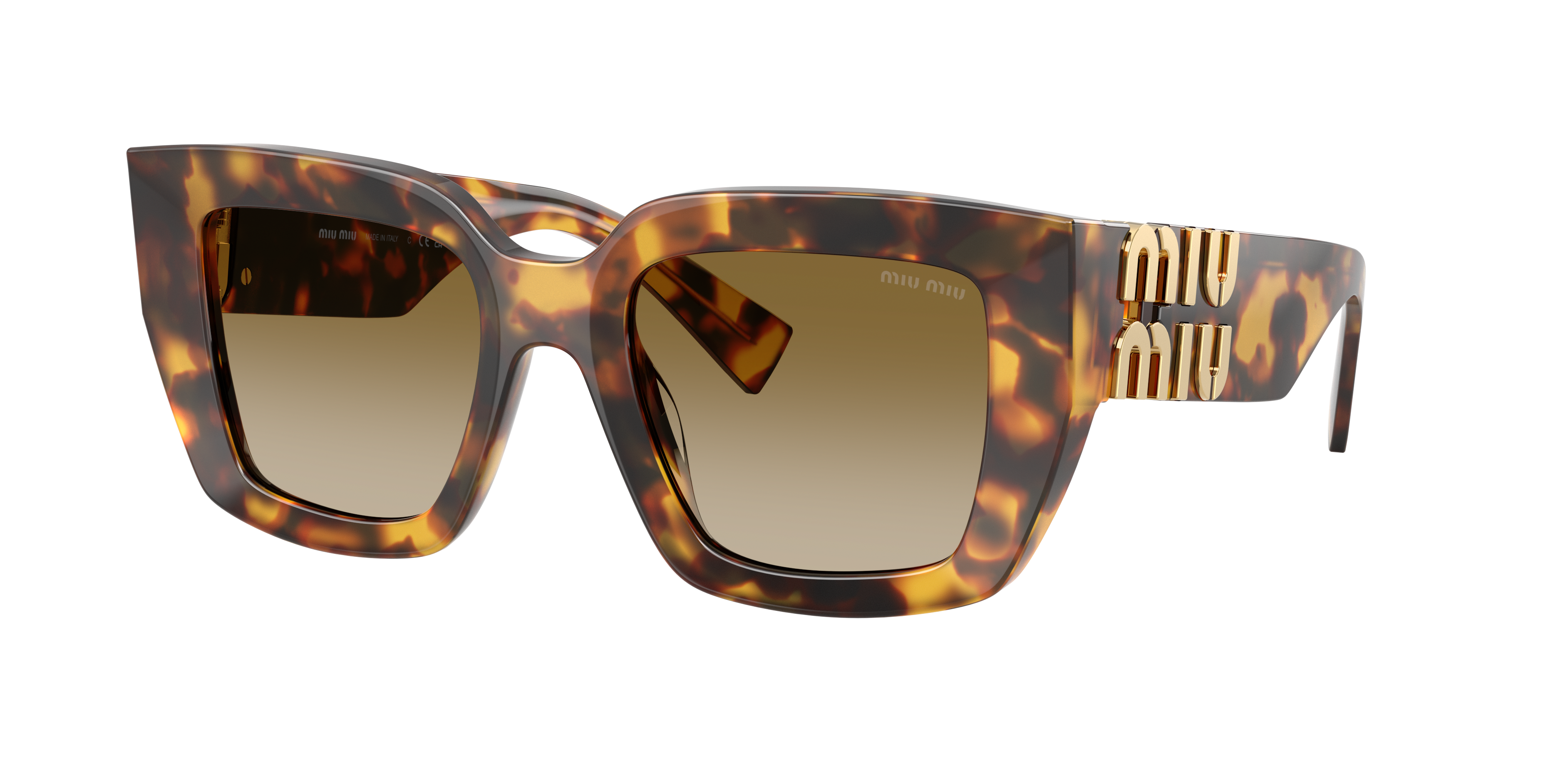 miu miu SMU05E 0AD-4N1 サングラス マーブル スクエア Miu Miu MU B05SF XL (51 - 20) with Brown lenses and Tortoise frame