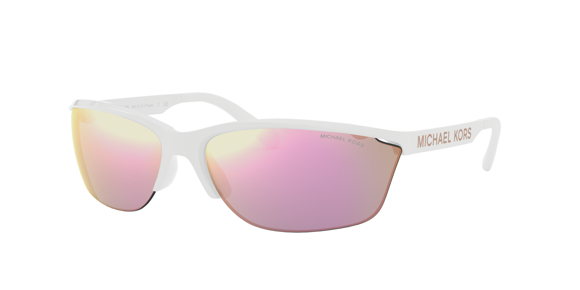 Michael Kors Femme Sunglass Playa - Couleur du Monture: Blanc, Couleur de Lentille: Liquid Rose Or