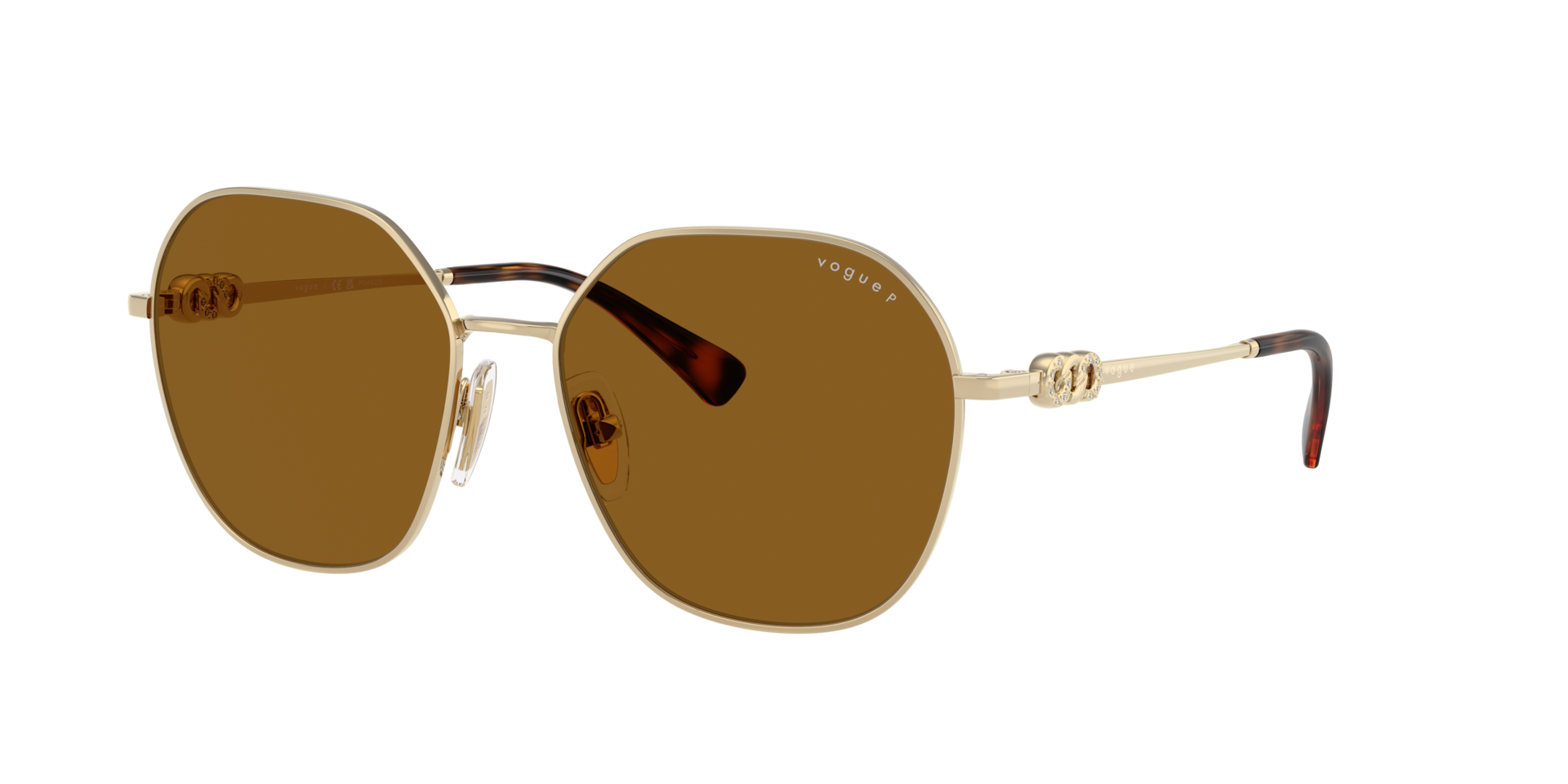 Vogue Eyewear Woman Sunglass VO4318SB -  Frame color: Pale Gold, Lens color: Dark Brown Polarized