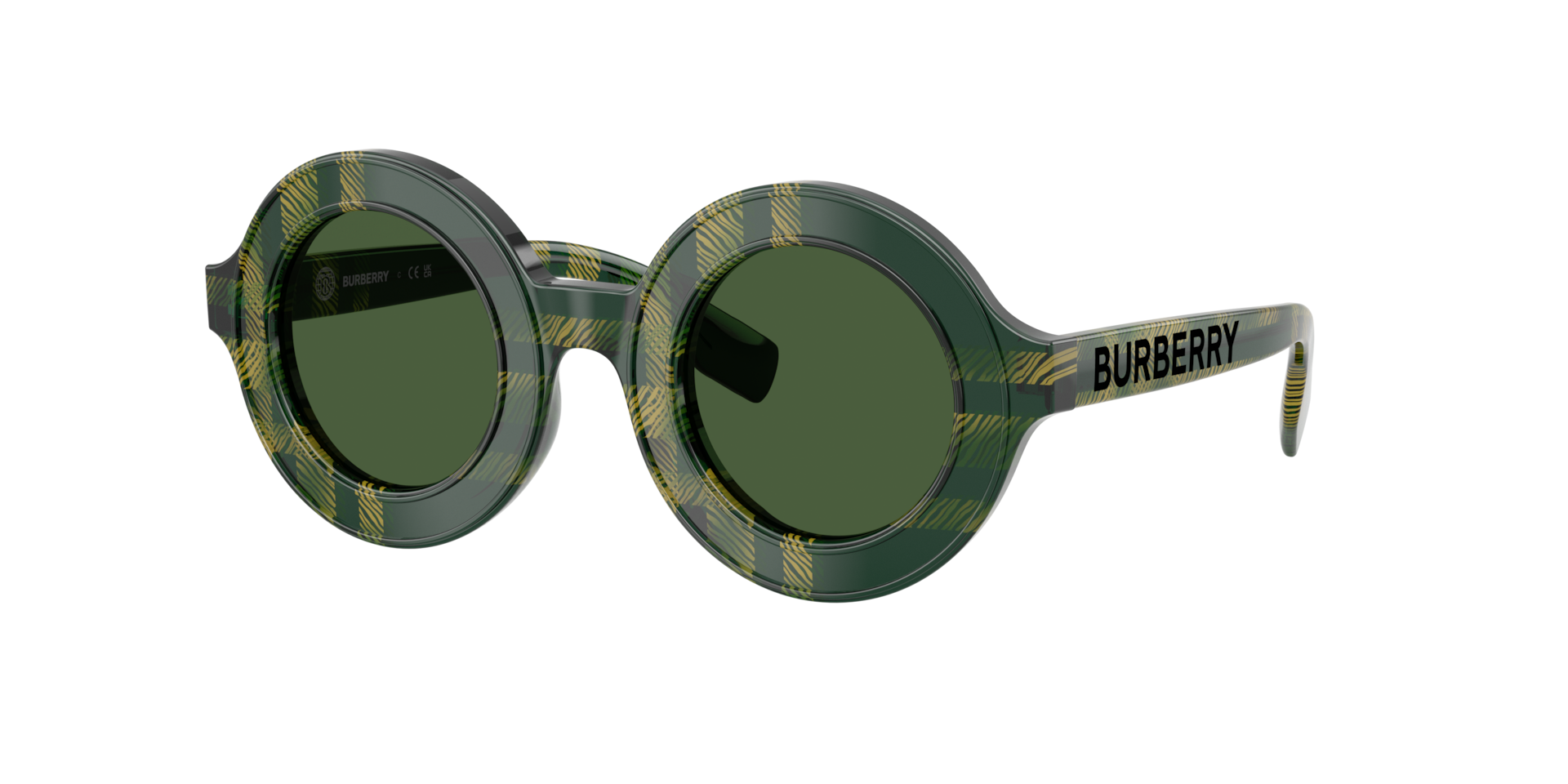 Burberry Unisex Sunglass JB4386 -  Frame color: Green Check, Lens color: Dark Green