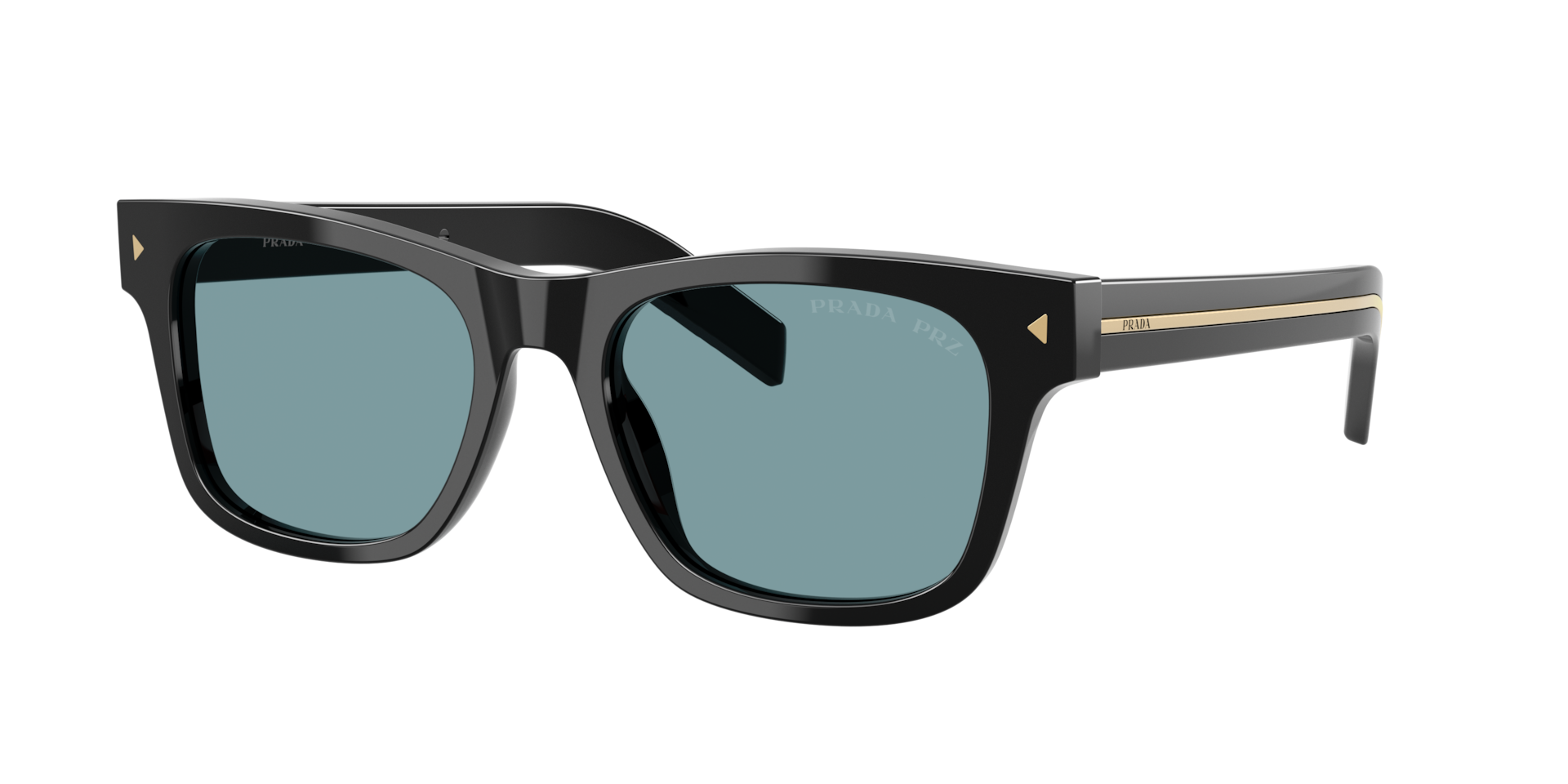 Prada Man Sunglass PR A17S - Frame color: Black, Lens color: Green Polarized