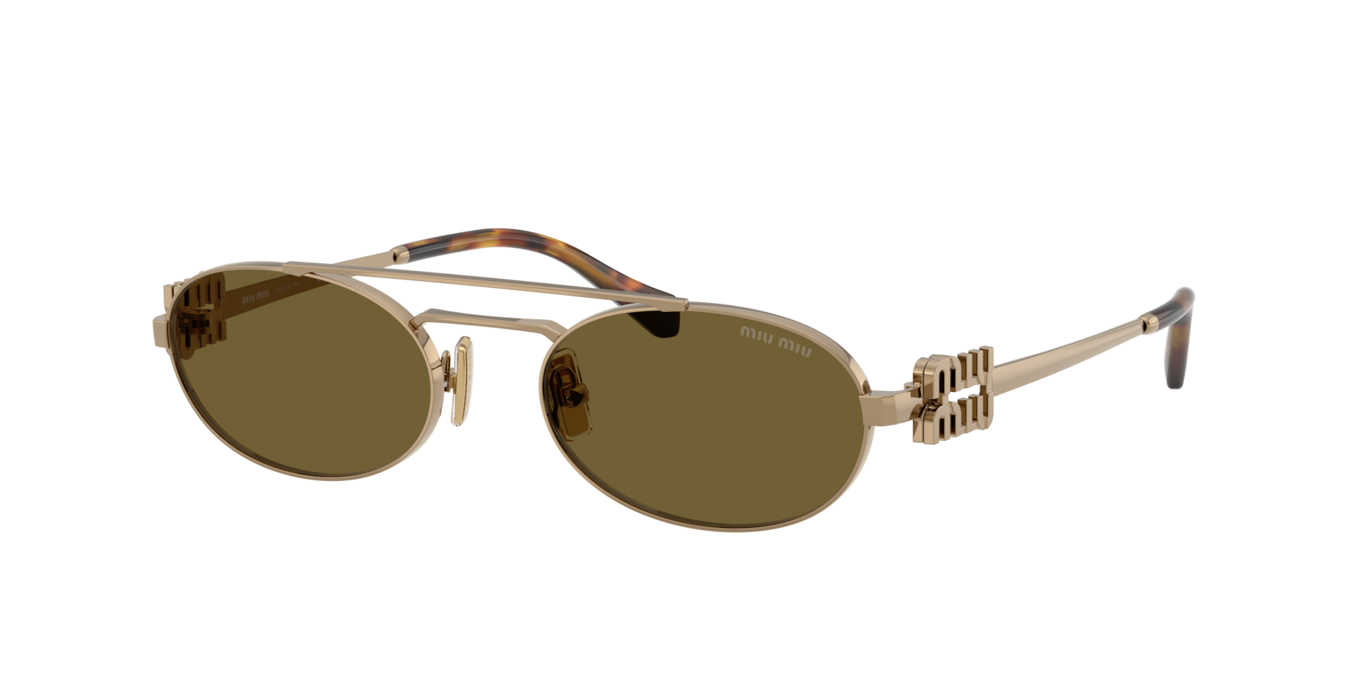 Miu Miu Femme Sunglass MU 54ZS - Couleur du Monture: Laiton doré, Couleur de Lentille: Marron foncé