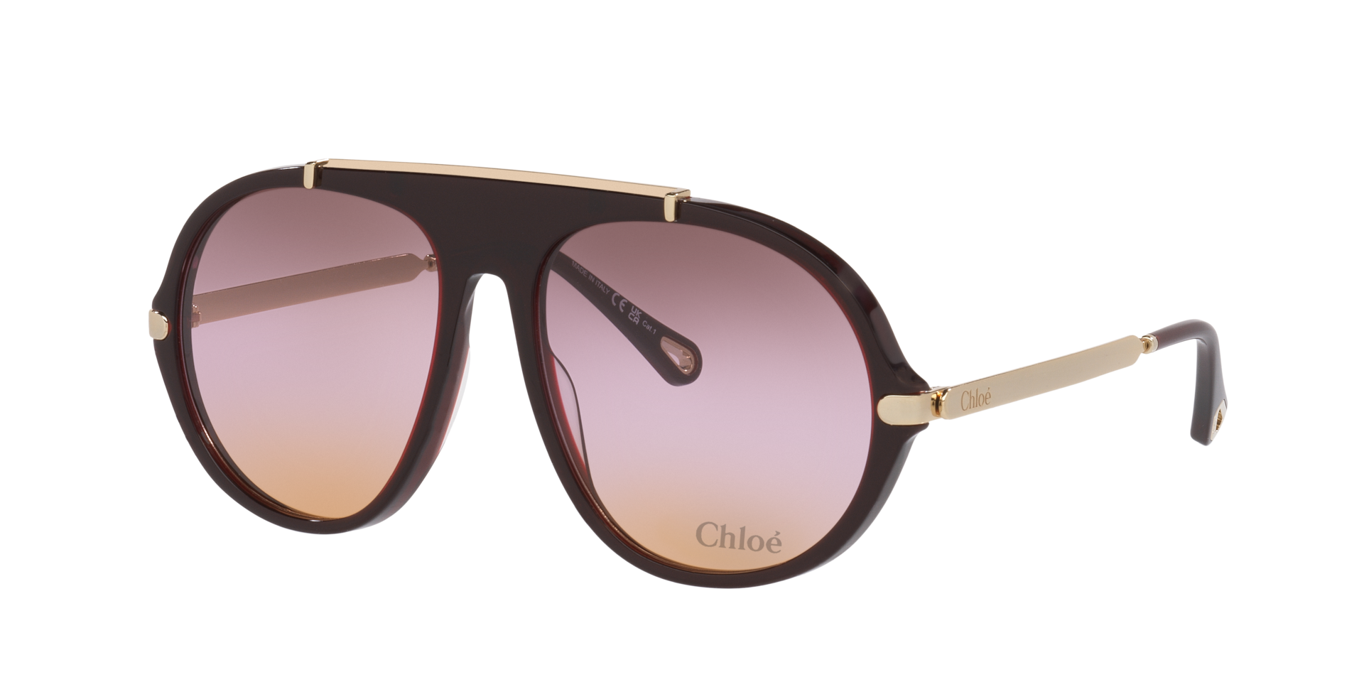 Chloé Vrouwelijk Sunglass Ch0357S -  Framekleur: Bordeaux, Lenskleur: Roze Gradiënt