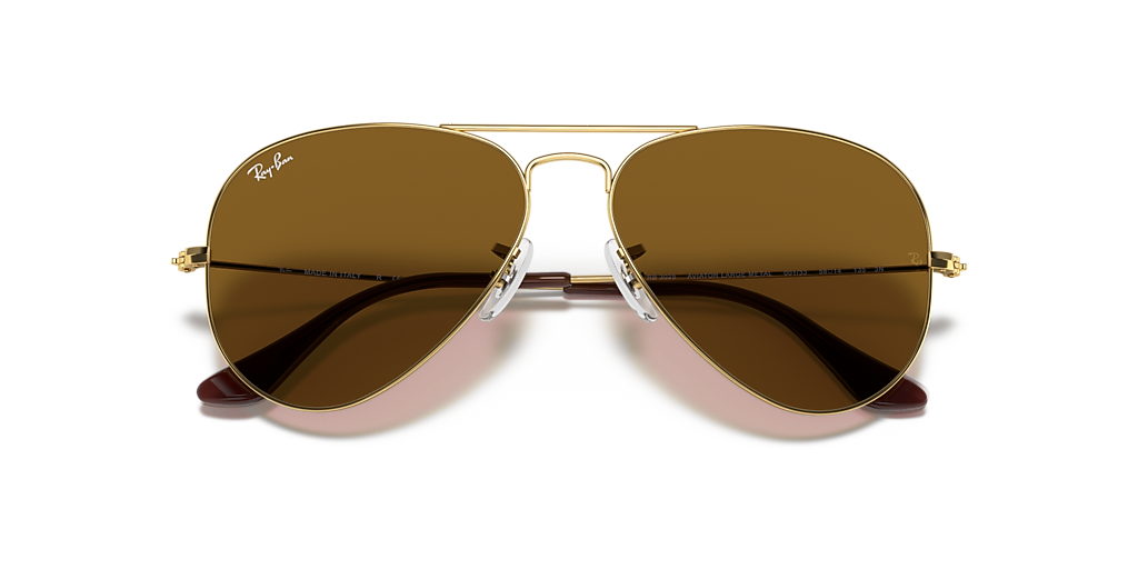 美品 Ray-Ban RB3025 アビエーター 58□14 ゴールド Ray-Ban Aviator Classic XL (58 - 14) with Brown lenses and Gold