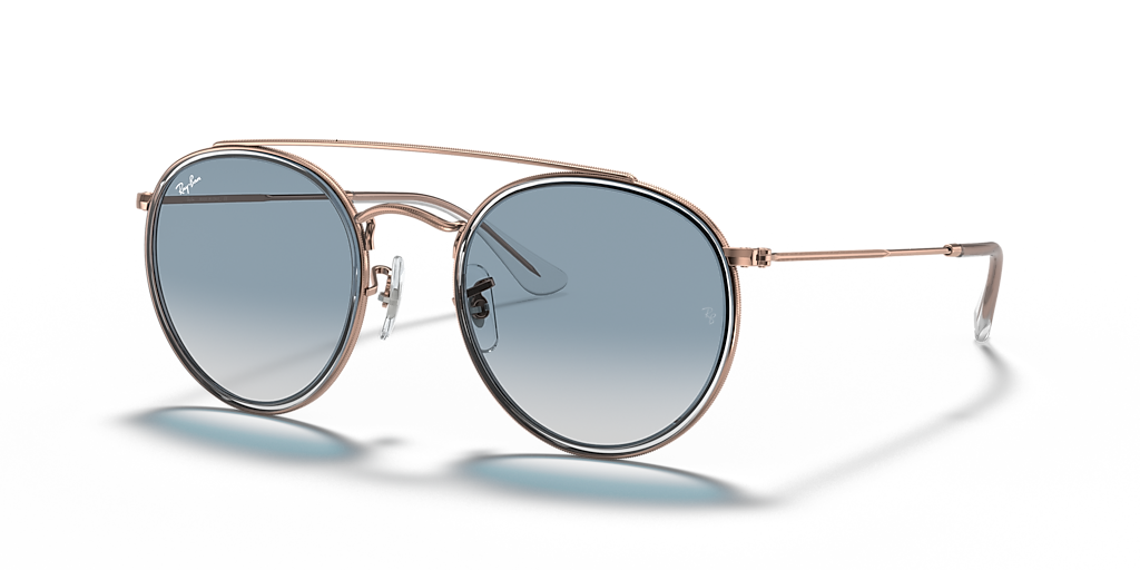 Ray-Ban Round Double Bridge M (51 - 22) with Blue lenses and