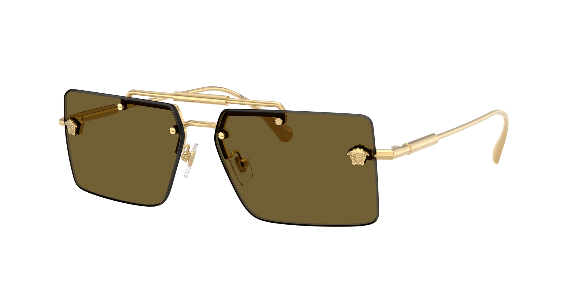 Versace Brown Woman Ve2245 100273 Sunglasses Metal Gold Squared Normal - Image 4