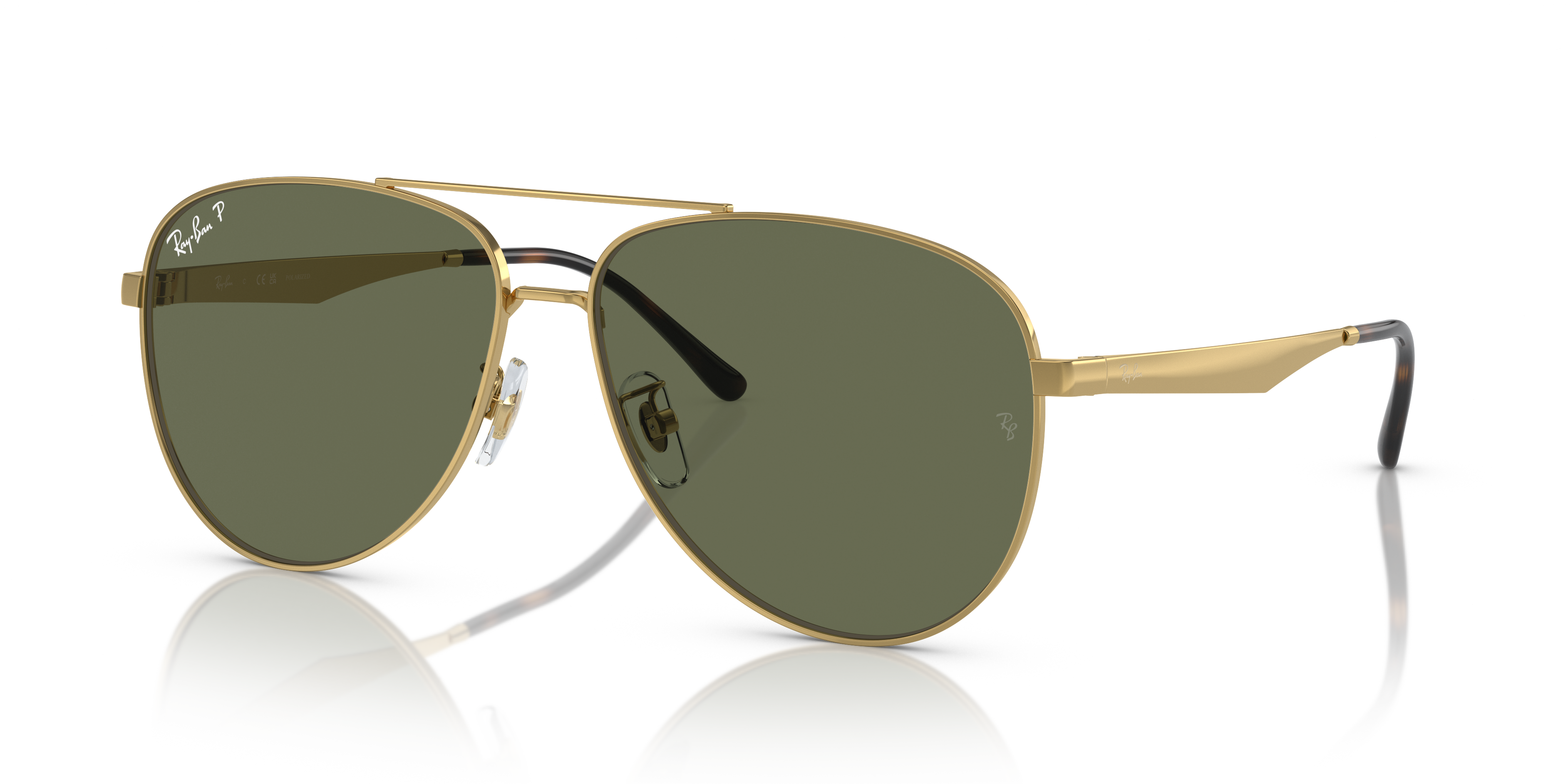 Ray-Ban RB3712D XXL (62 - 14) with Green lenses and Gold frame