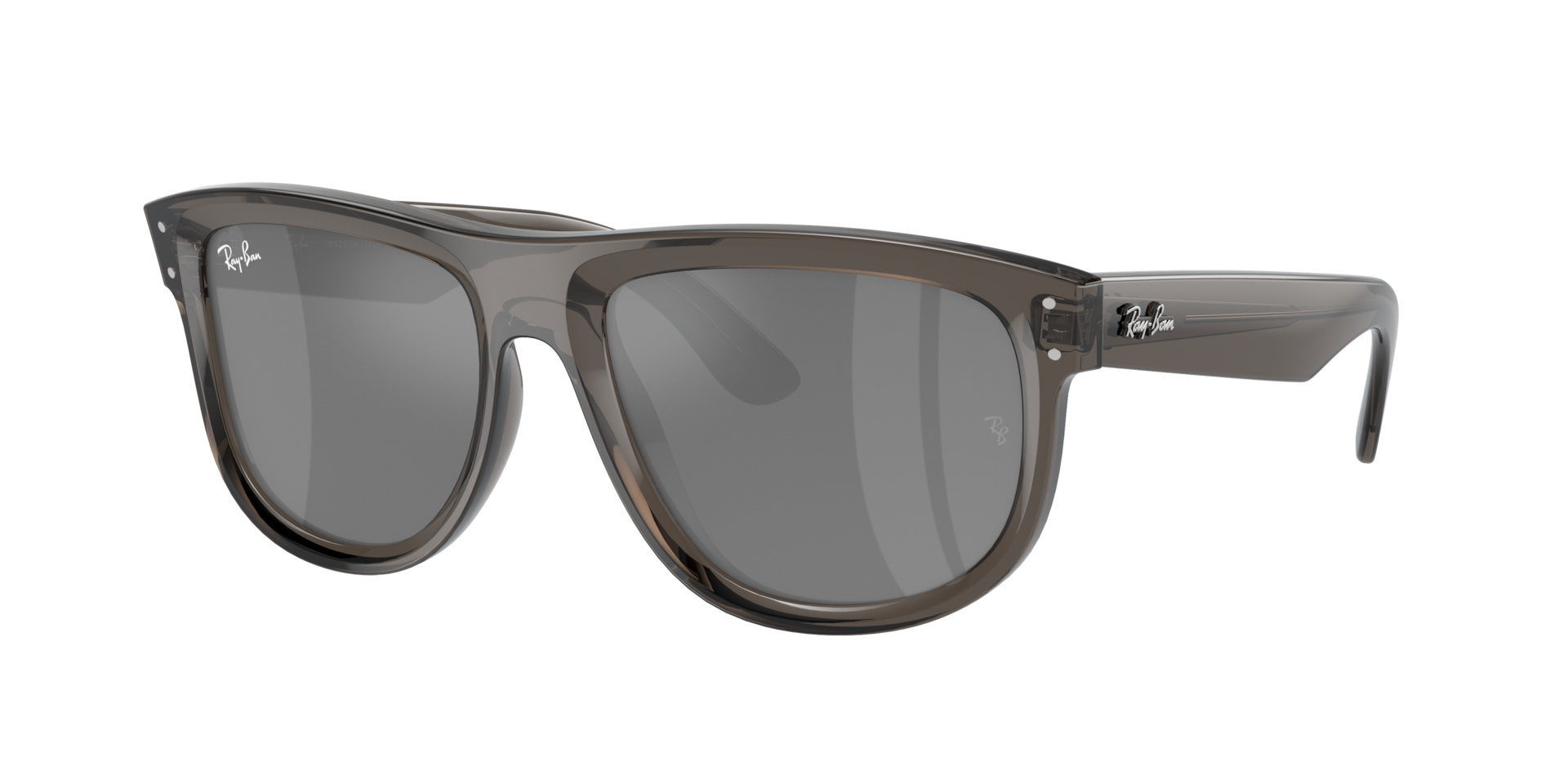 Ray-Ban Unisex Sunglass Boyfriend Reverse - Framekleur: Transparant donkergrijs, Lenskleur: Zilver