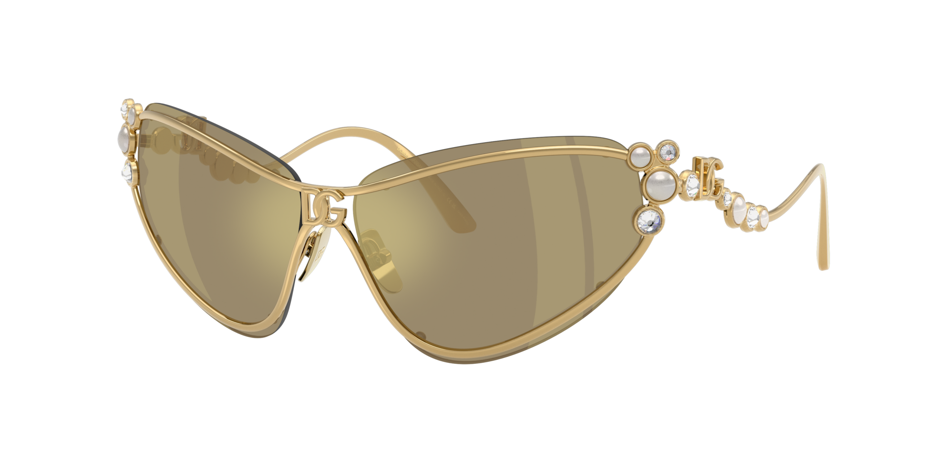 Dolce&Gabbana Frau Sunglass DG2322BH - Rahmenfarbe: Vergoldet, Linsenfarbe: Clear Mirror Real Yellow Gold