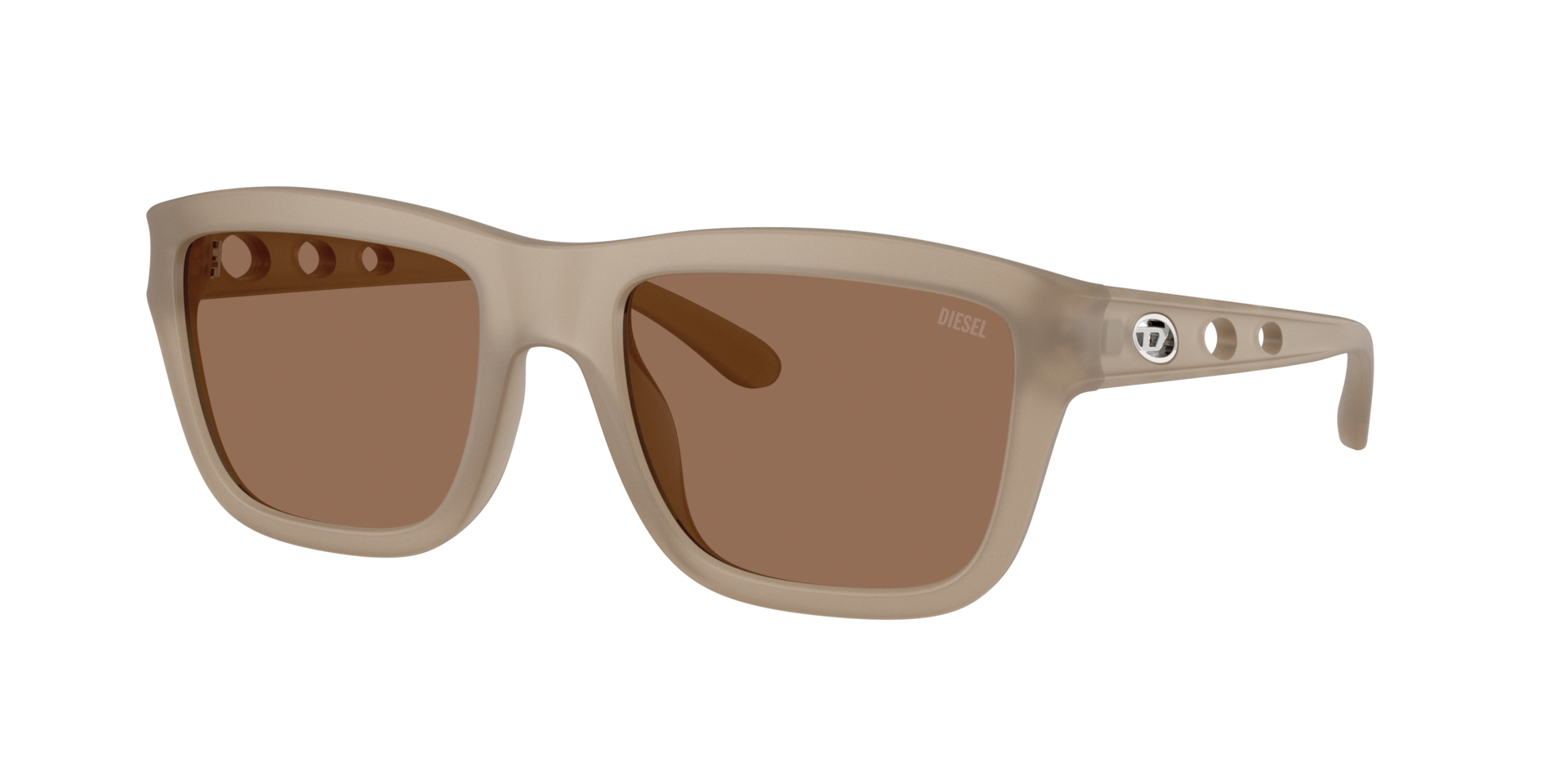 Diesel Unisex Sunglass DL3006U -  Frame color: Opal Transparent Grey, Lens color: Dark Brown