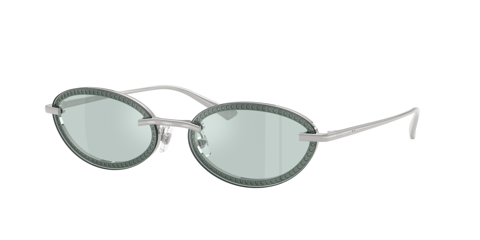 Jimmy Choo Frau Sunglass JC4020B - Rahmenfarbe: Silber, Linsenfarbe: Azurblau Flash Silber