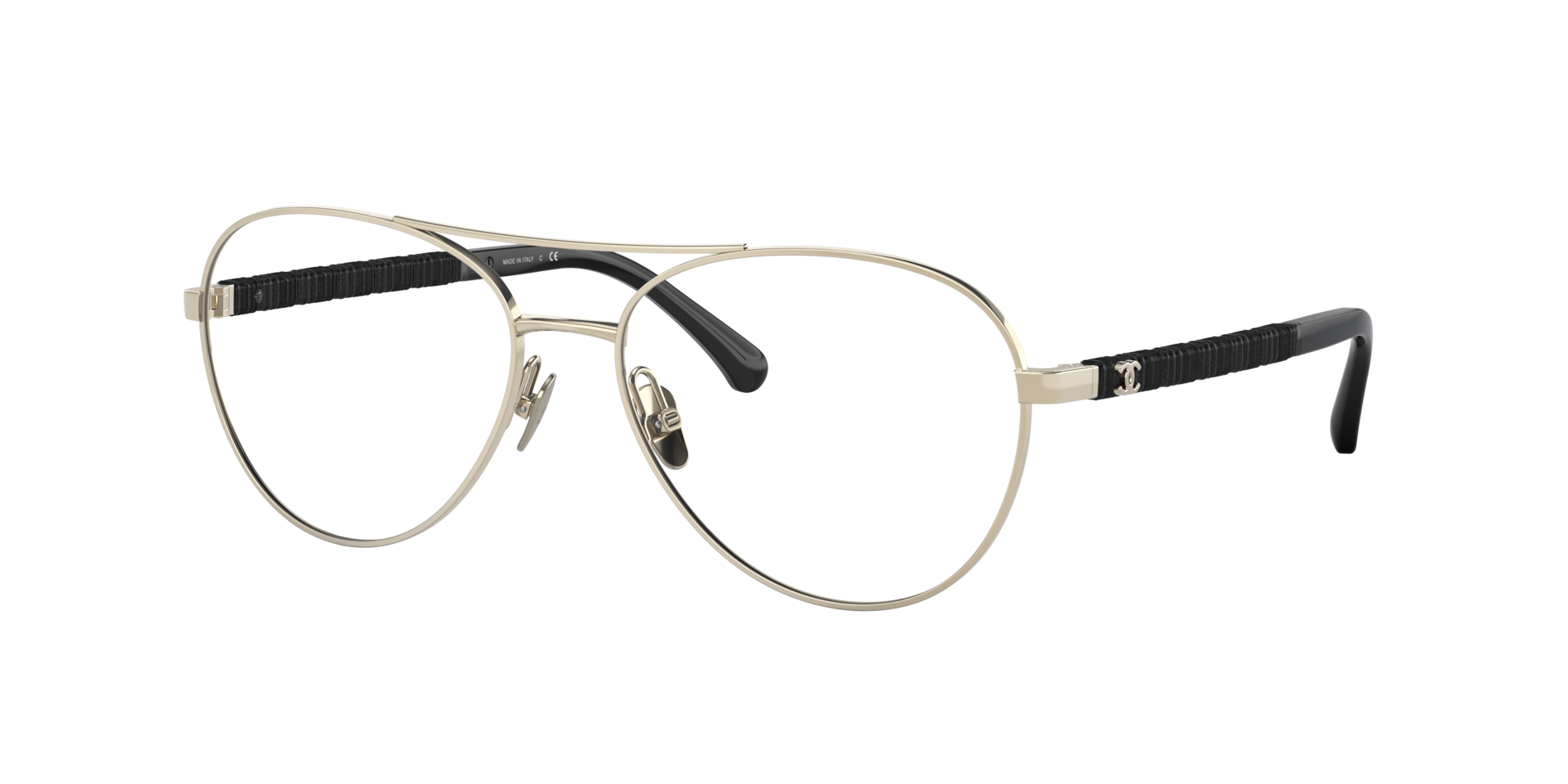 Chanel Woman Sunglass Pilot Eyeglasses CH2210Q -  Frame color: Gold & Black, Lens color: Demo Lens