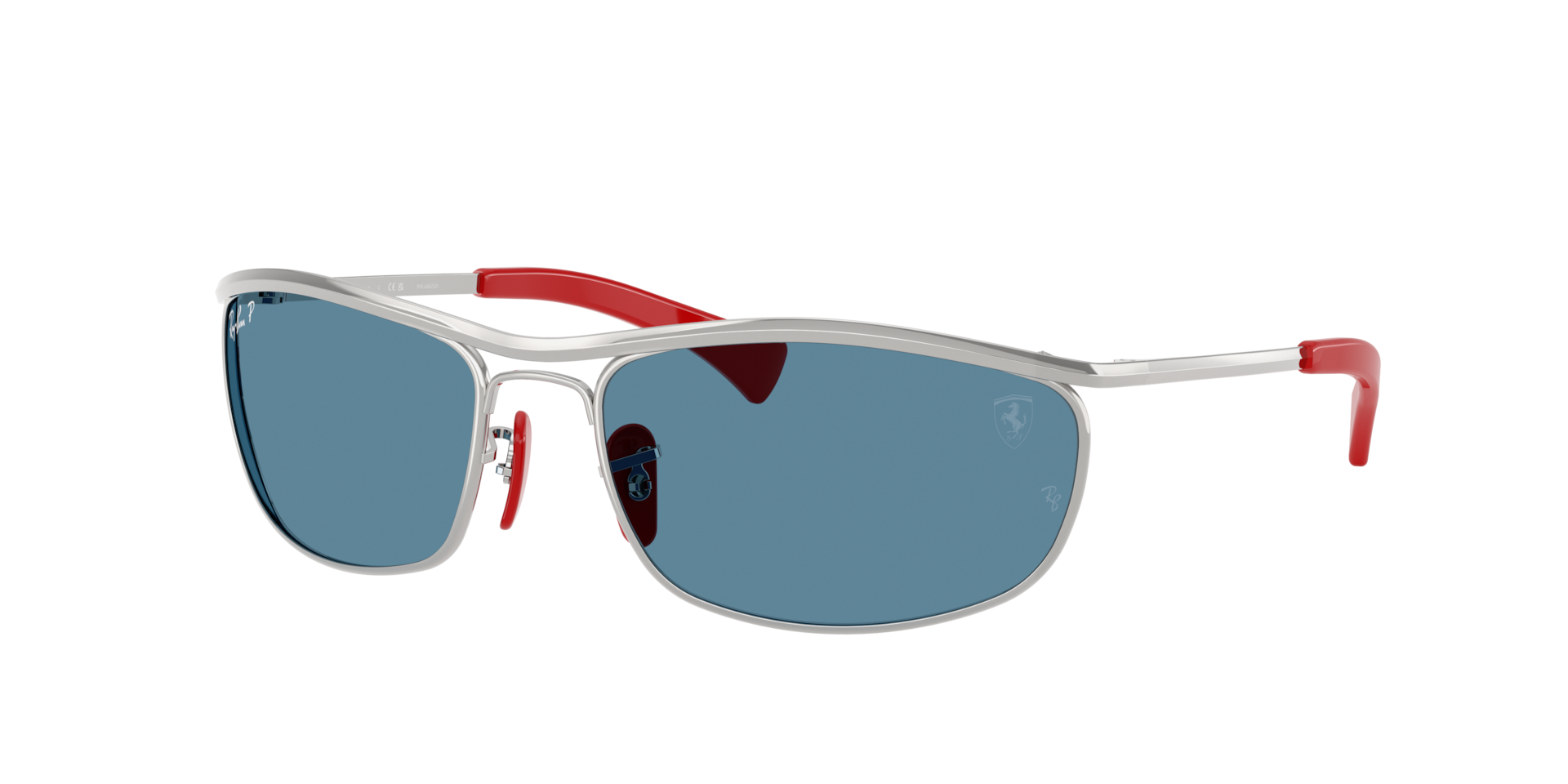 Ray-Ban Unisex Sunglass RB3819M Scuderia Ferrari Collection Polarized+ Lenses - Couleur du Monture: Argent, Couleur de Lentille: Polarisé+ Bleu