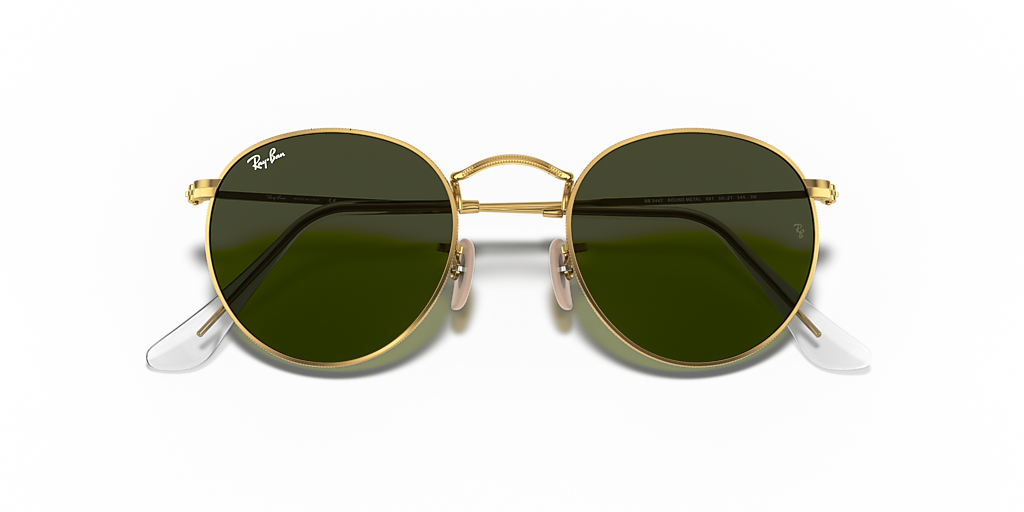 Ray-Ban Round Metal S (50 - 21) with Green lenses and Gold frame