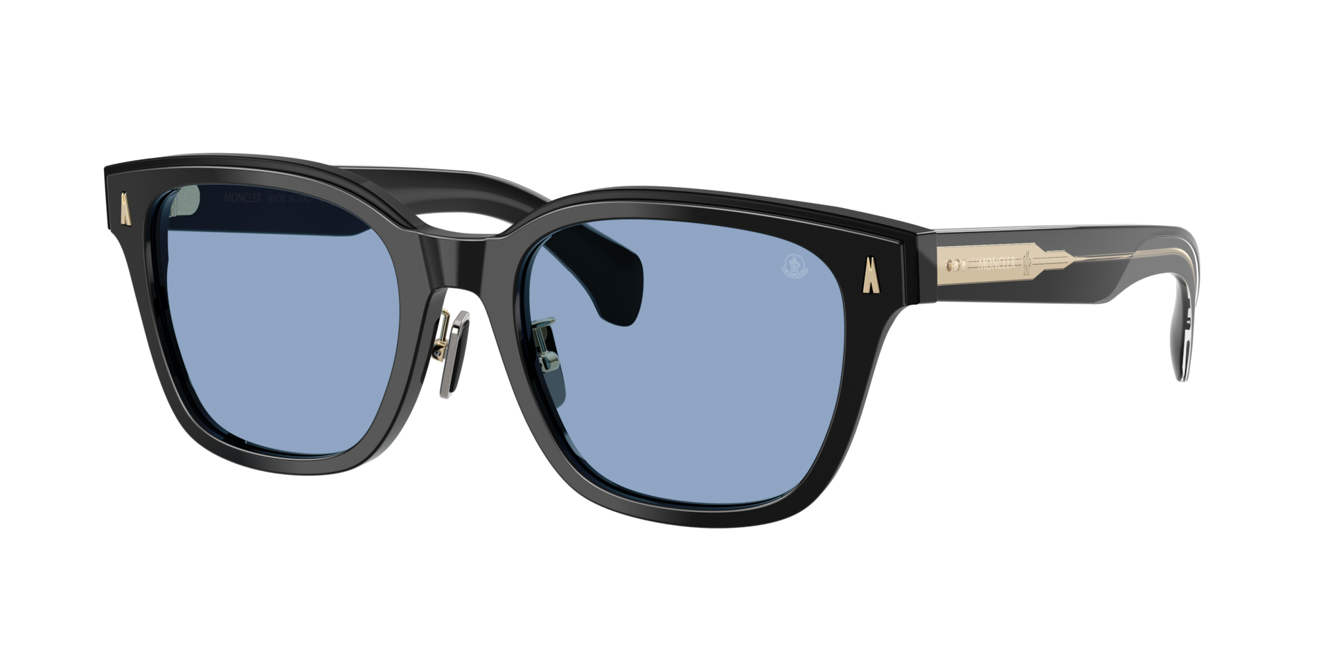Moncler Unisex Sunglass ME6002D Metrope -  Frame color: Shiny Black, Lens color: Blue