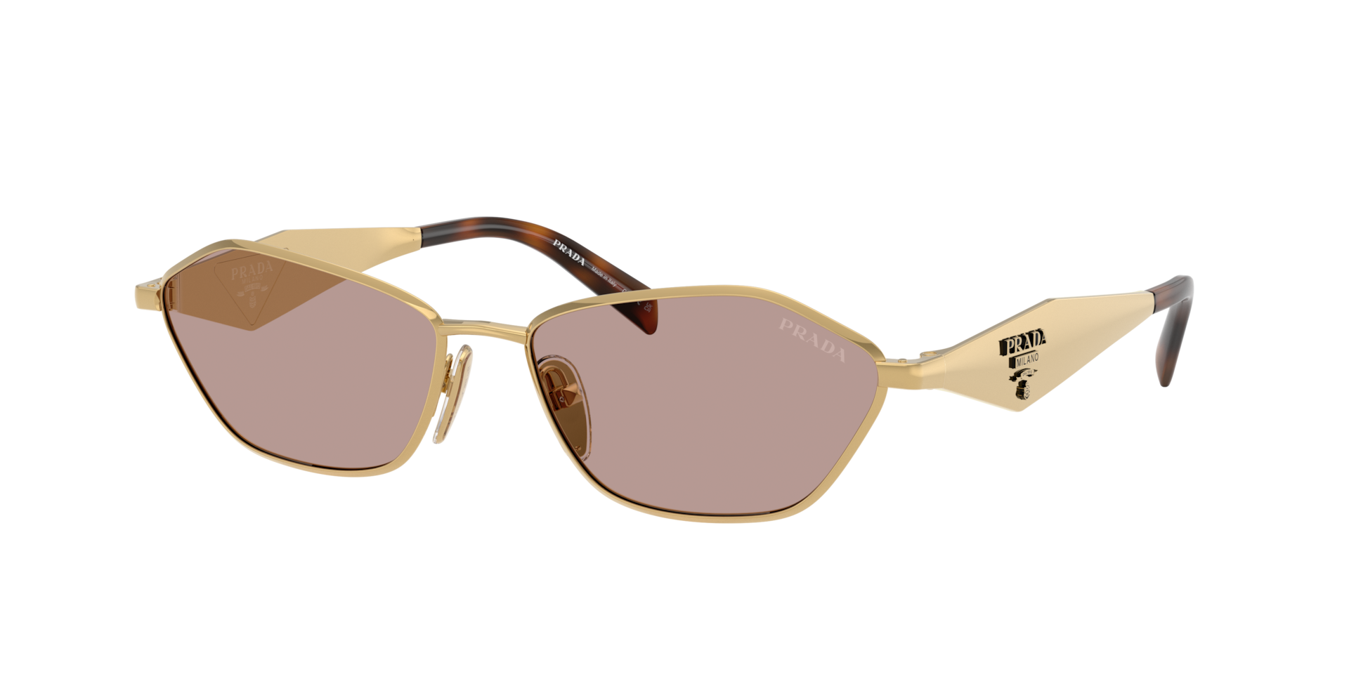 Prada Woman Sunglass PR D50S -  Frame color: Gold, Lens color: Light Purple Brown