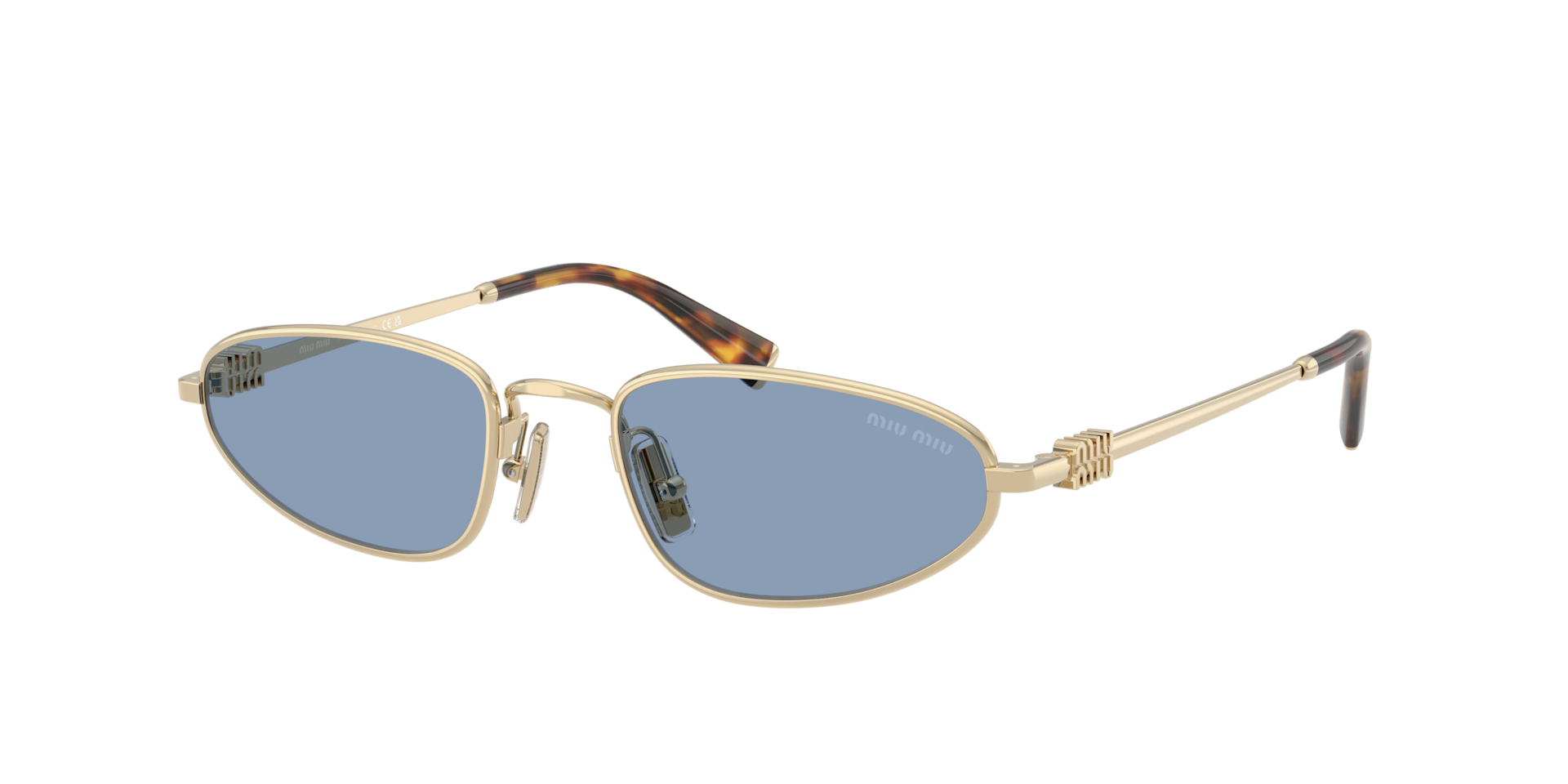 Miu Miu Femme Sunglass MU A52S - Couleur du Monture Or Ple Couleur de Lentille Bleu clair 259 €