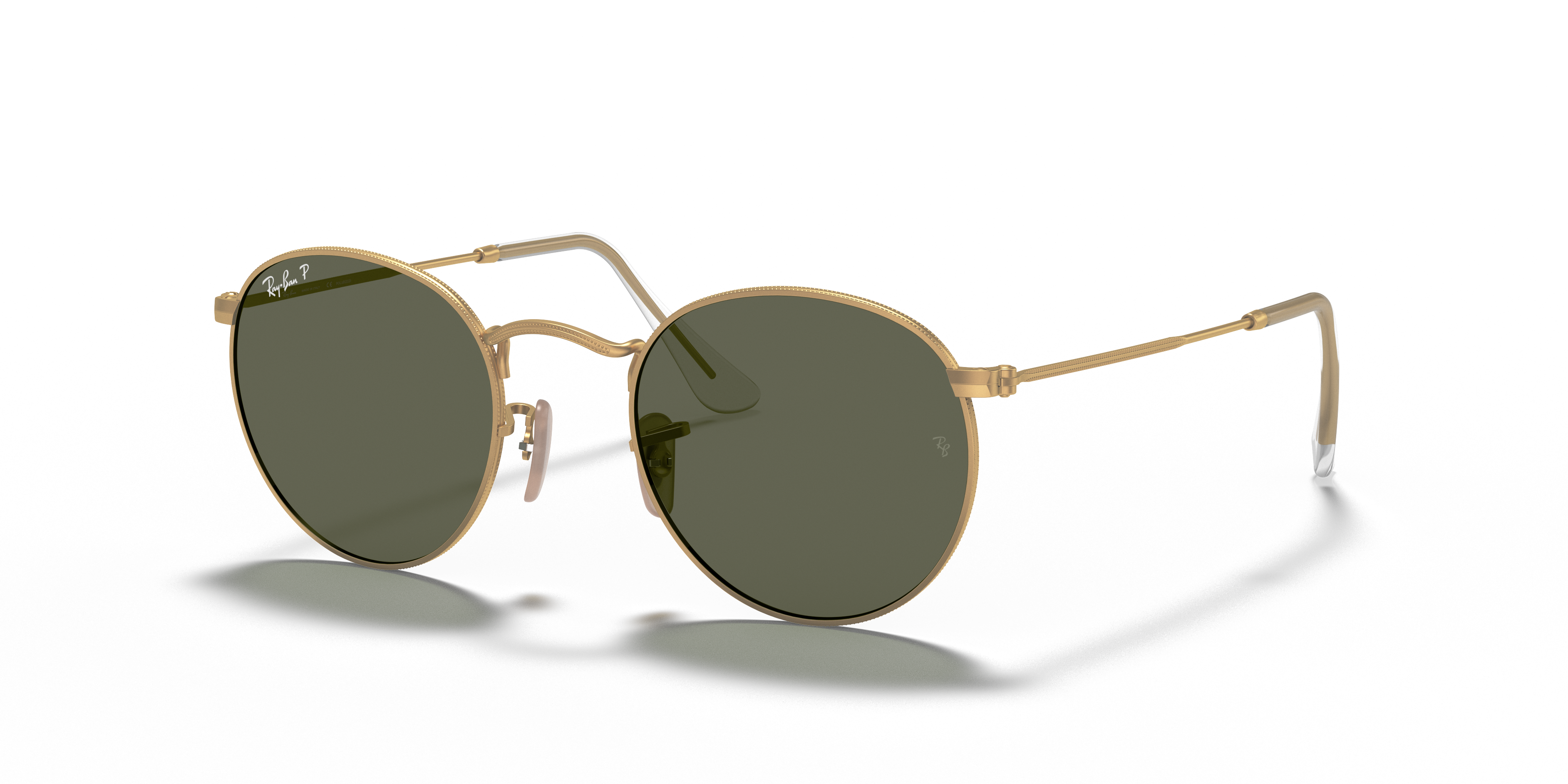 Ray-Ban ゴールド グリーン サングラス Ray-Ban Round Metal S (50 - 21) with Green lenses and Gold frame