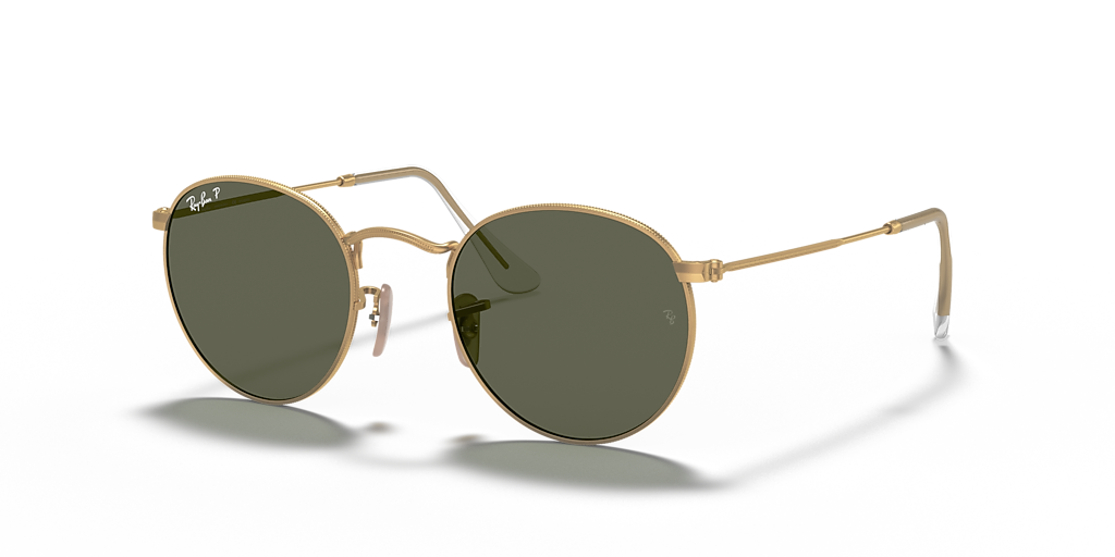Ray-Ban Round Metal S (50 - 21) with Green lenses and Gold frame