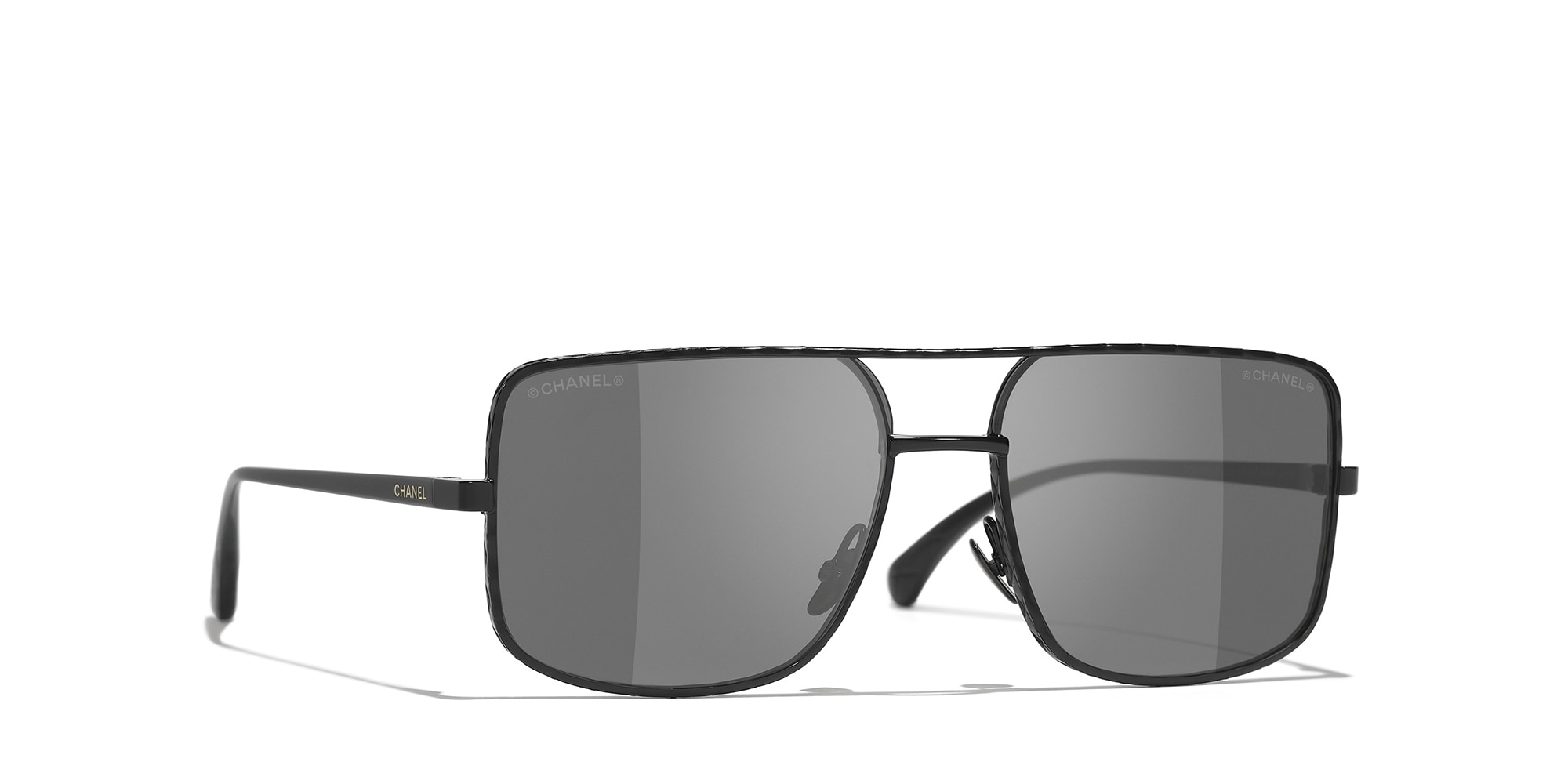 Chanel Woman Sunglass Pilot Sunglasses CH4294 -  Frame color: Satin Black, Lens color: Black