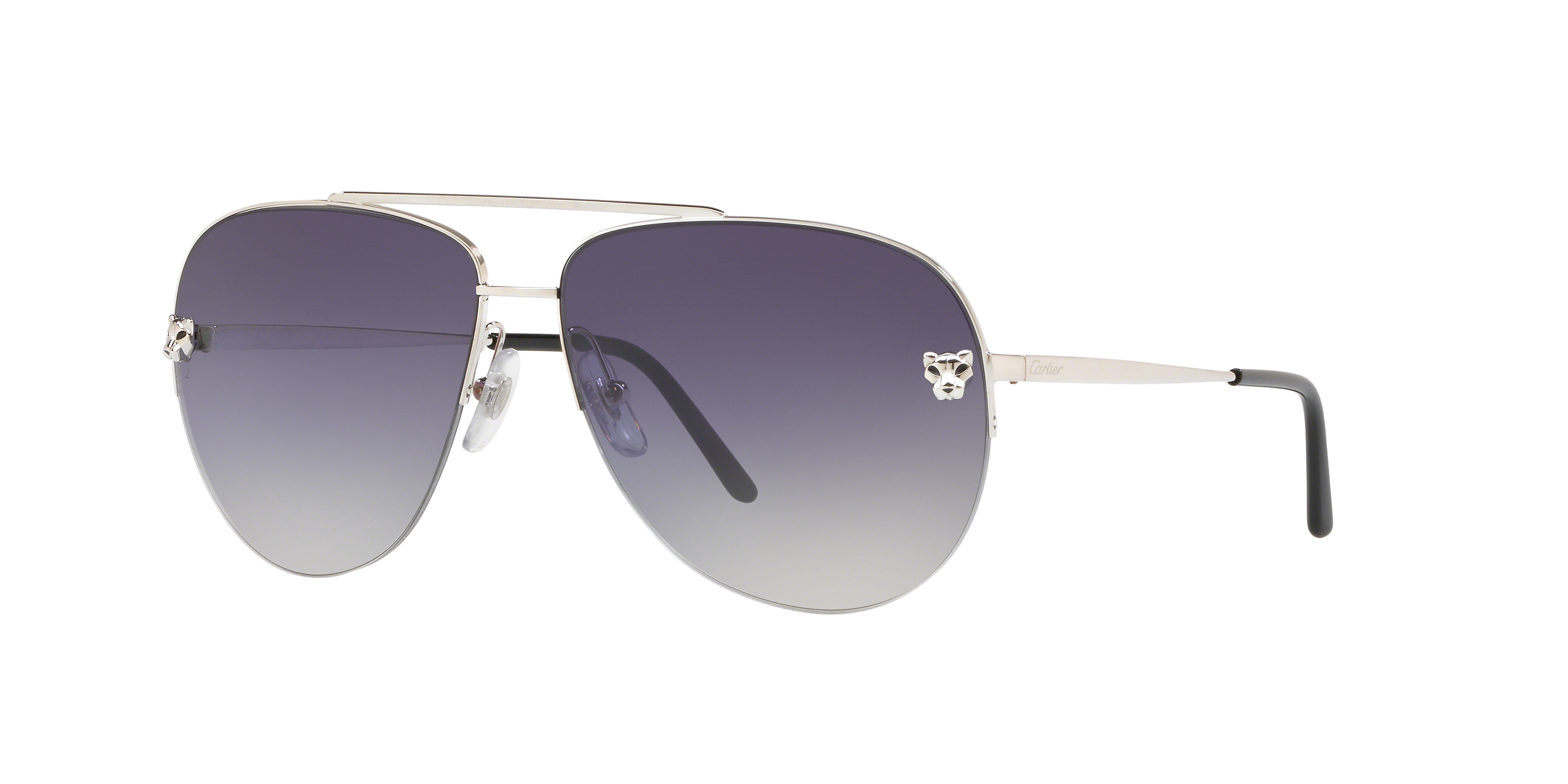 Cartier Woman Sunglass CT0065S -  Frame color: Platinum Shiny, Lens color: Gradient Grey