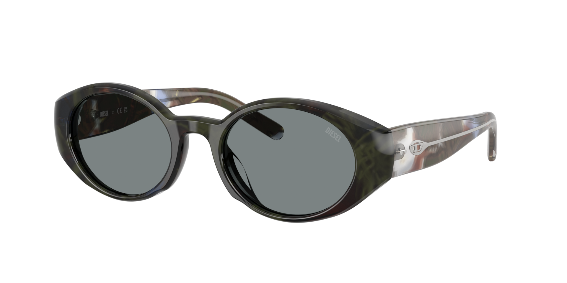 Diesel Unisex Sunglass DL2008U - Rahmenfarbe: Havana Grün, Linsenfarbe: Grau