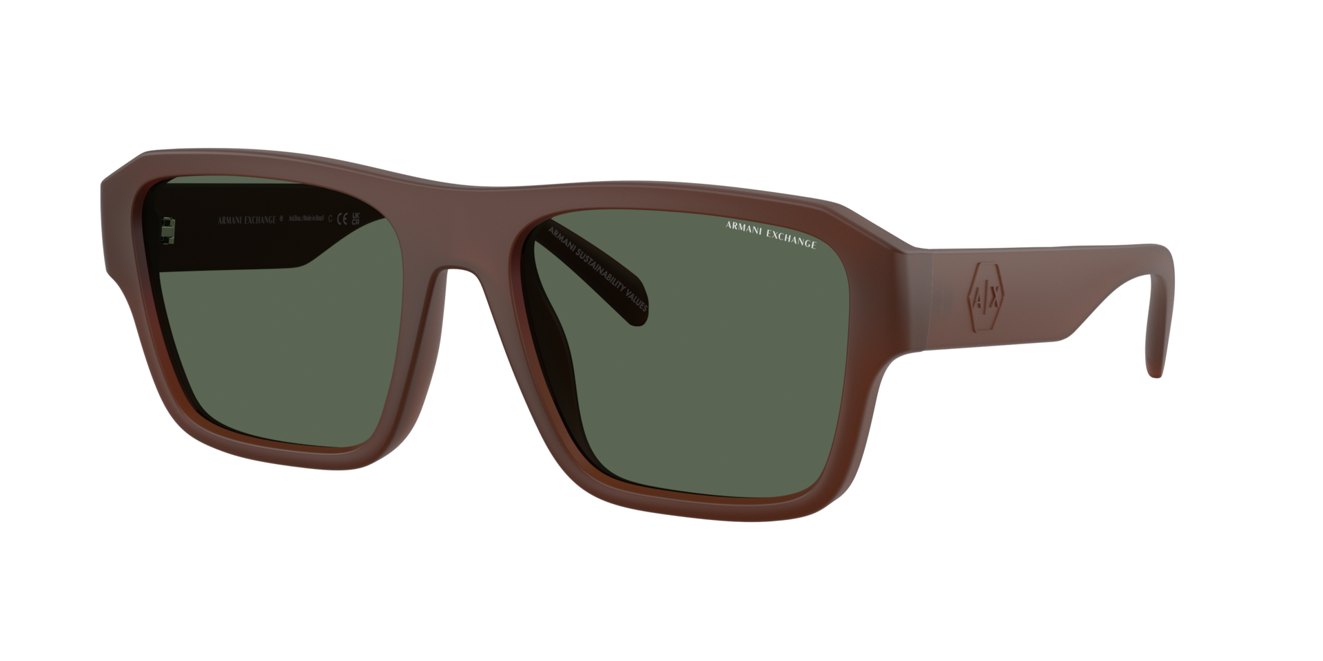 Armani Exchange Homme Sunglass AX4154SU - Couleur du Monture Marron opaline mat Couleur de Lentille Vert fonc 43 €