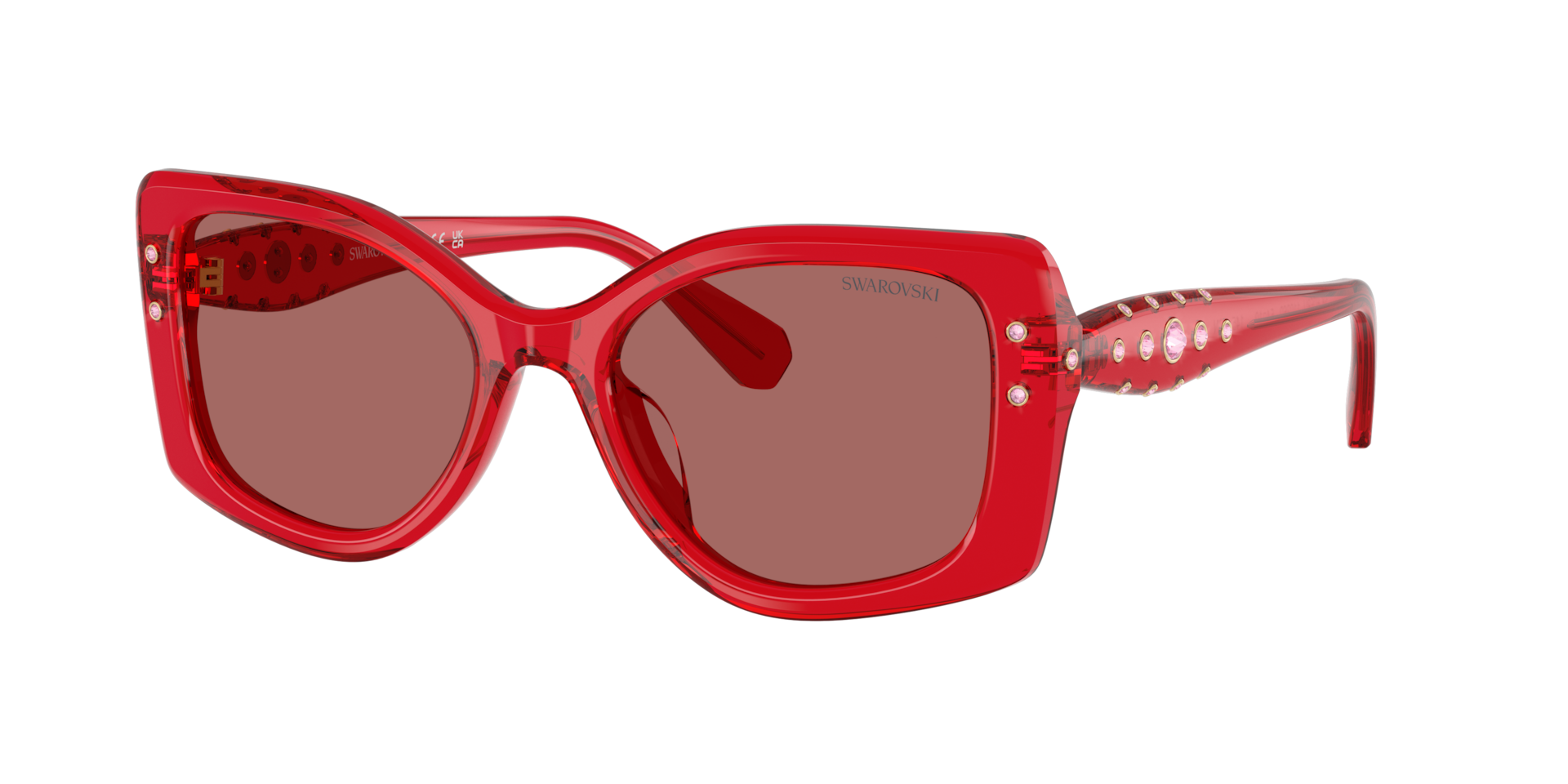 Swarovski Woman Sunglass SK6058U -  Frame color: Transparent Red, Lens color: Dark Violet