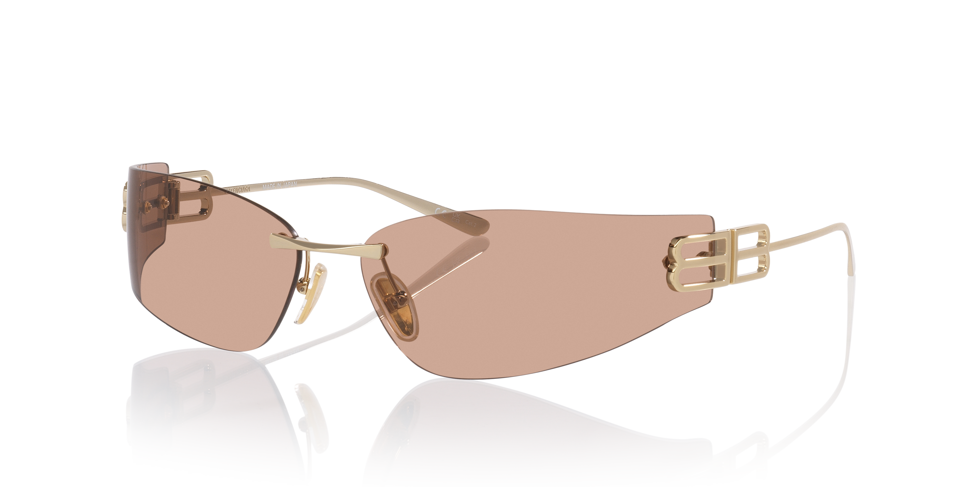 BALENCIAGAサングラス Balenciaga BB0484S XXL (76 - 15) with Brown lenses and Gold frame
