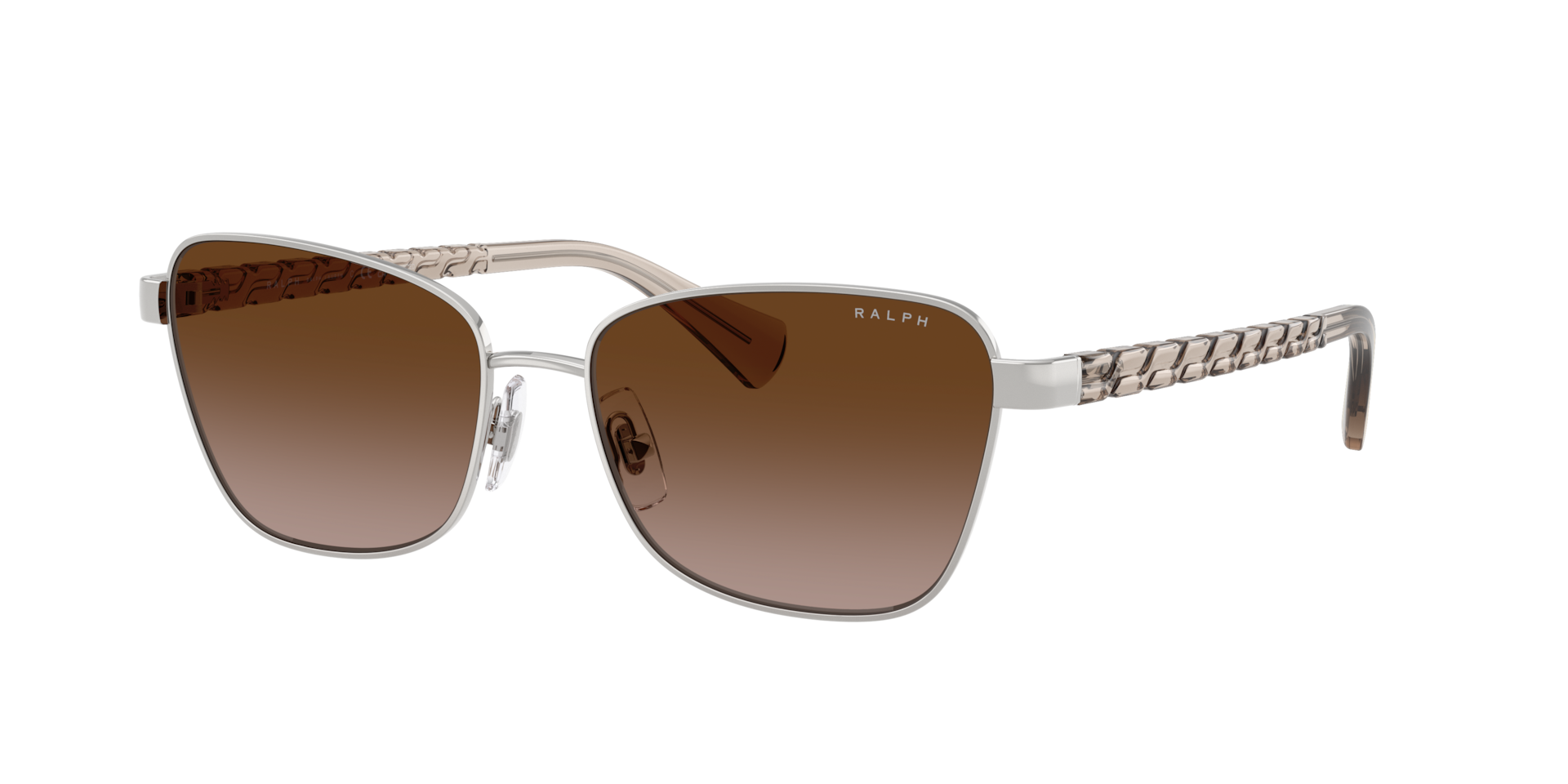 Ralph Vrouwelijk Sunglass RA4149 -  Framekleur: Glanzend Zilver, Lenskleur: Gradiënt bruin