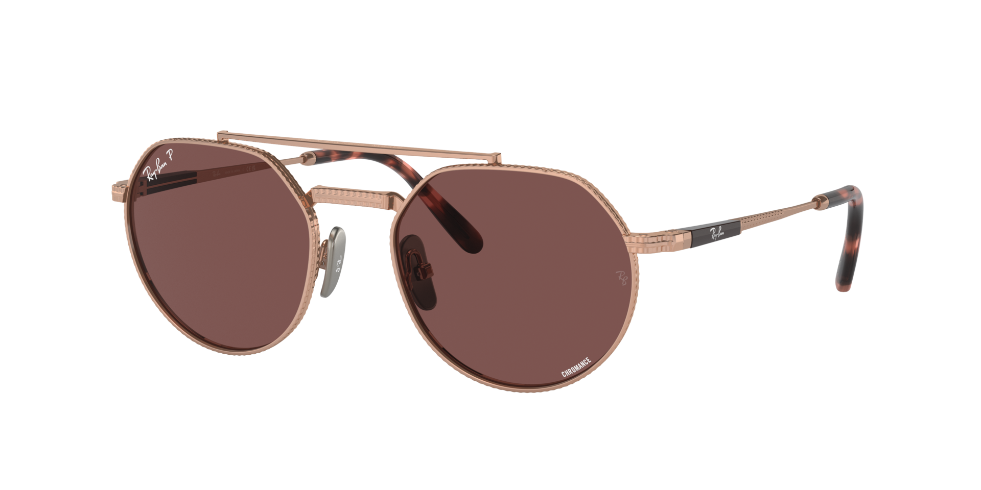 Ray-Ban Unisex Sunglass RB8265 Jack II Titanium -  Framekleur: Roségoud, Lenskleur: Donkerpaars