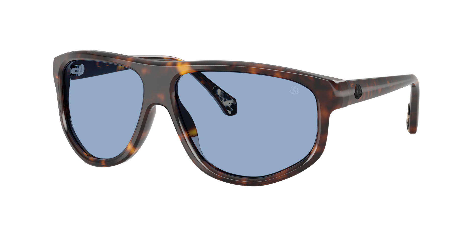 Moncler Unisex Sunglass ICEBORNE - Frame color: Shiny Havana, Lens color: Solid Blue