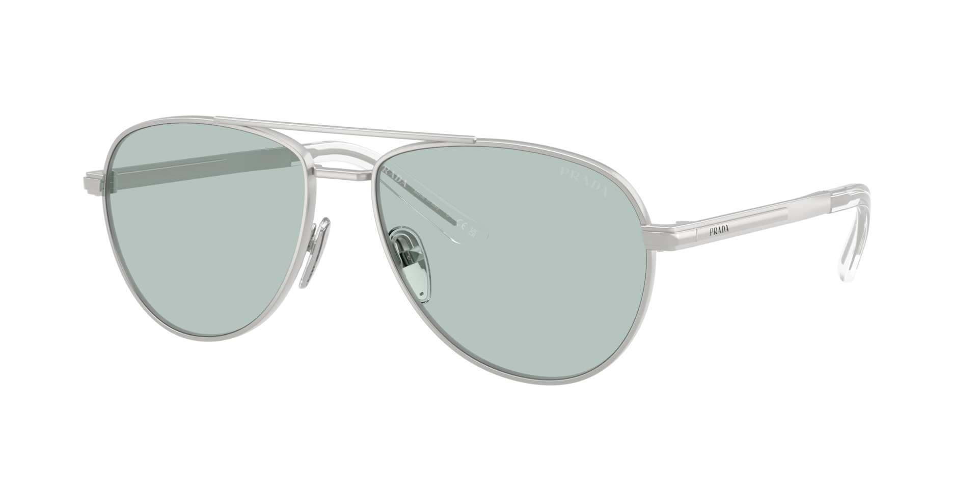 Prada Man Sunglass PR A54S -  Frame color: Matte Silver, Lens color: Azure