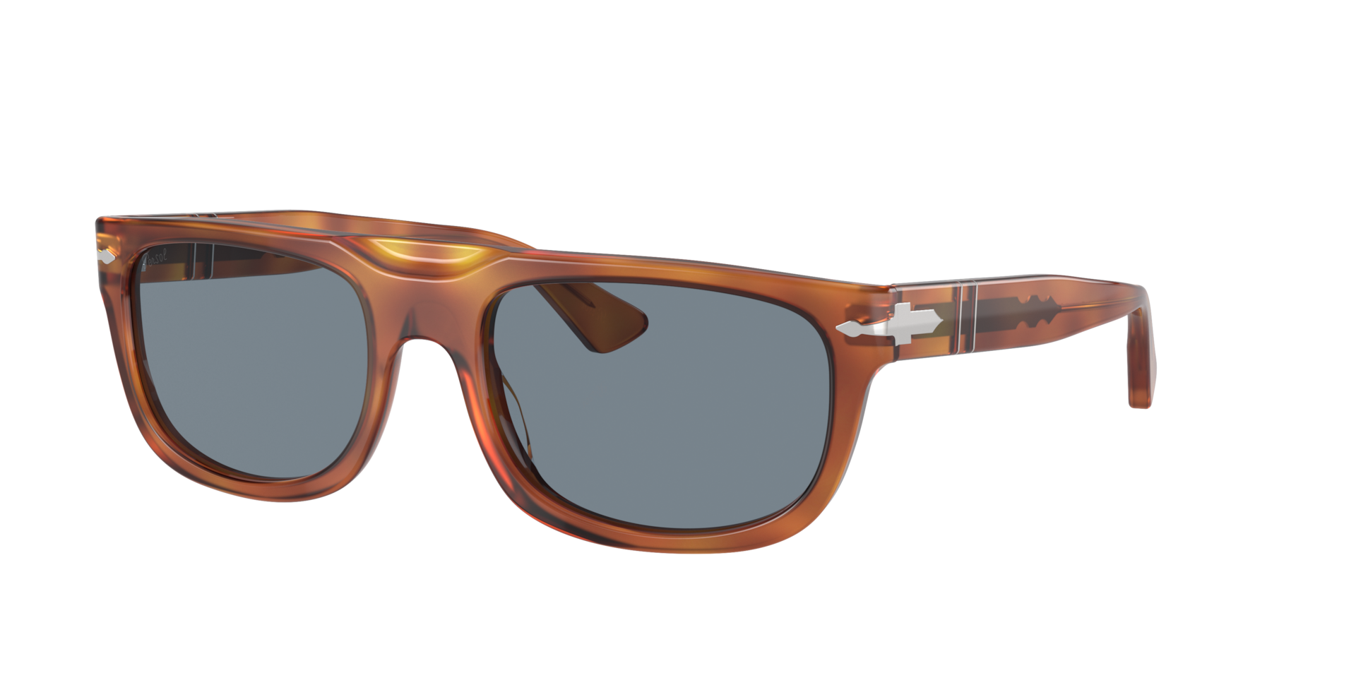 Persol Homme Sunglass PO3271S - Couleur du Monture Terre de Sienne Couleur de Lentille Bleu clair 110 €