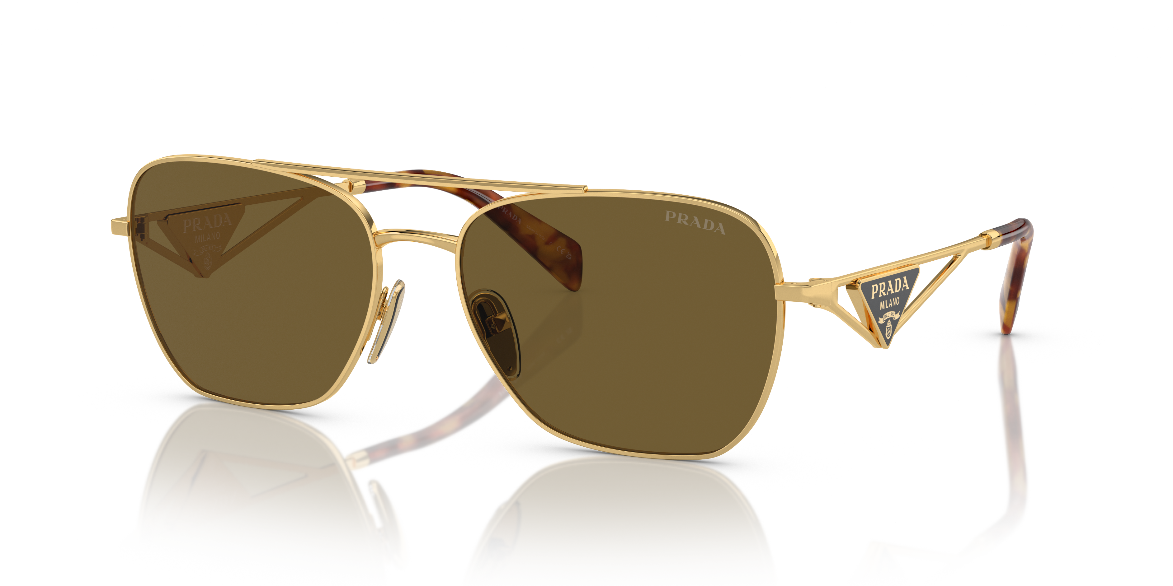 Prada PR A50S XXL (59 - 17) with Brown lenses and Gold frame