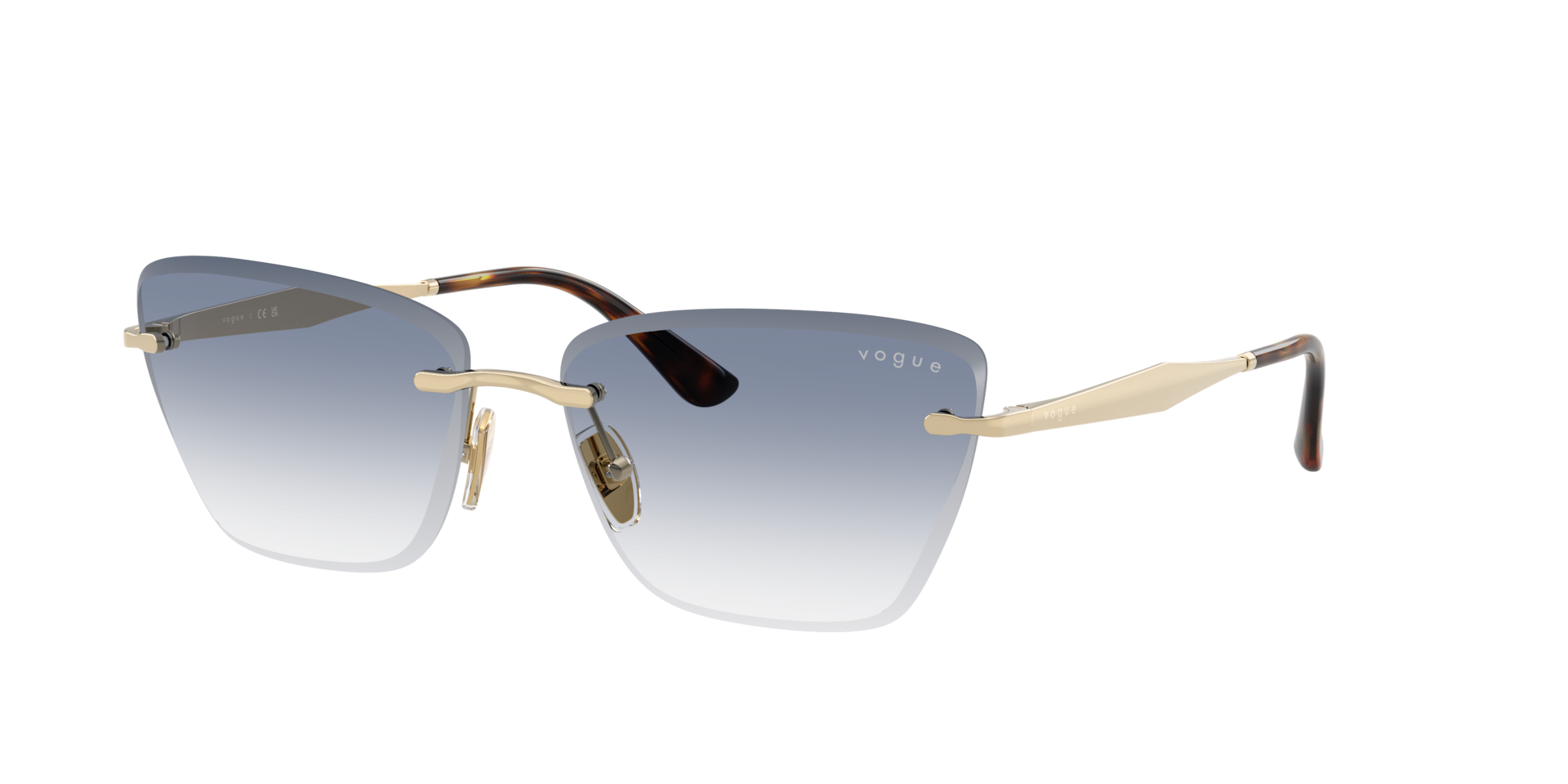 Vogue Eyewear Woman Sunglass VO4332S - Frame color: Pale Gold, Lens color: Clear Gradient Light Blue