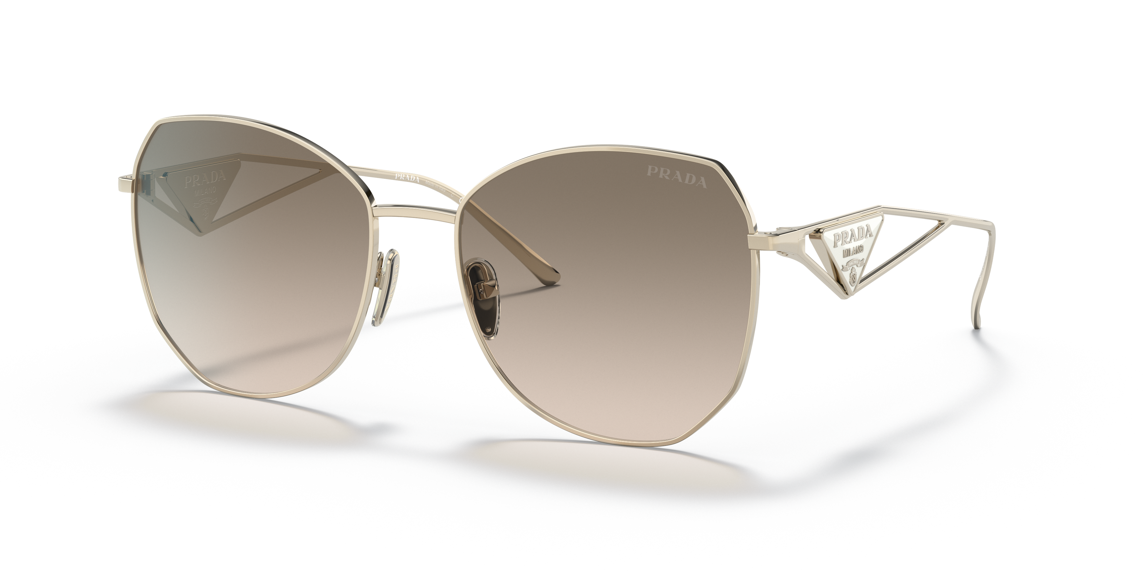 【極美品】PRADA サングラス 三角ロゴ SPR57Y 57□18 ケース付き Prada PR 57YS L (57 - 18) with Brown lenses and Gold frame