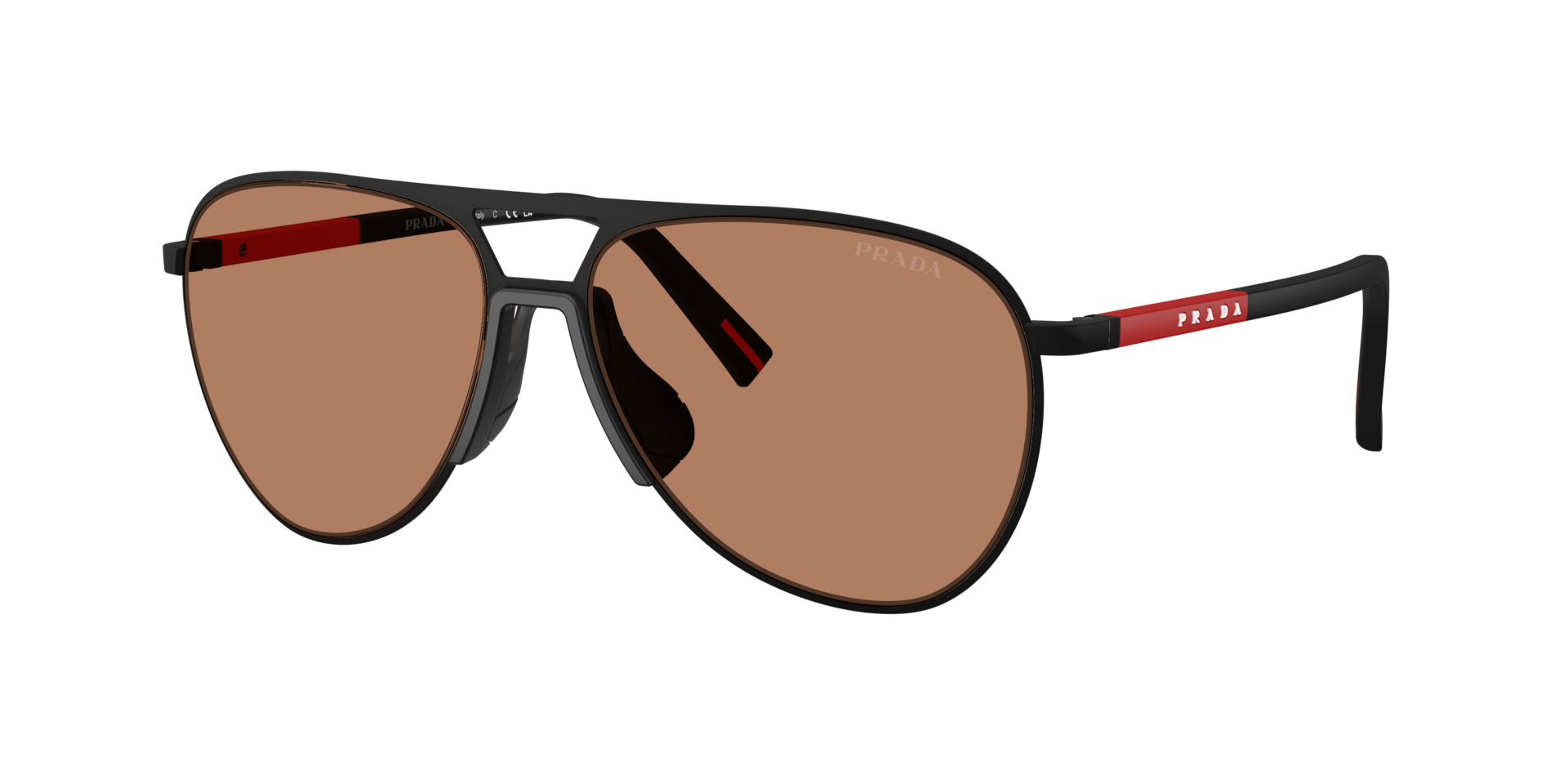 Prada Linea Rossa Man Sunglass PS 53ZS -  Frame color: Black Rubbered, Lens color: Brown