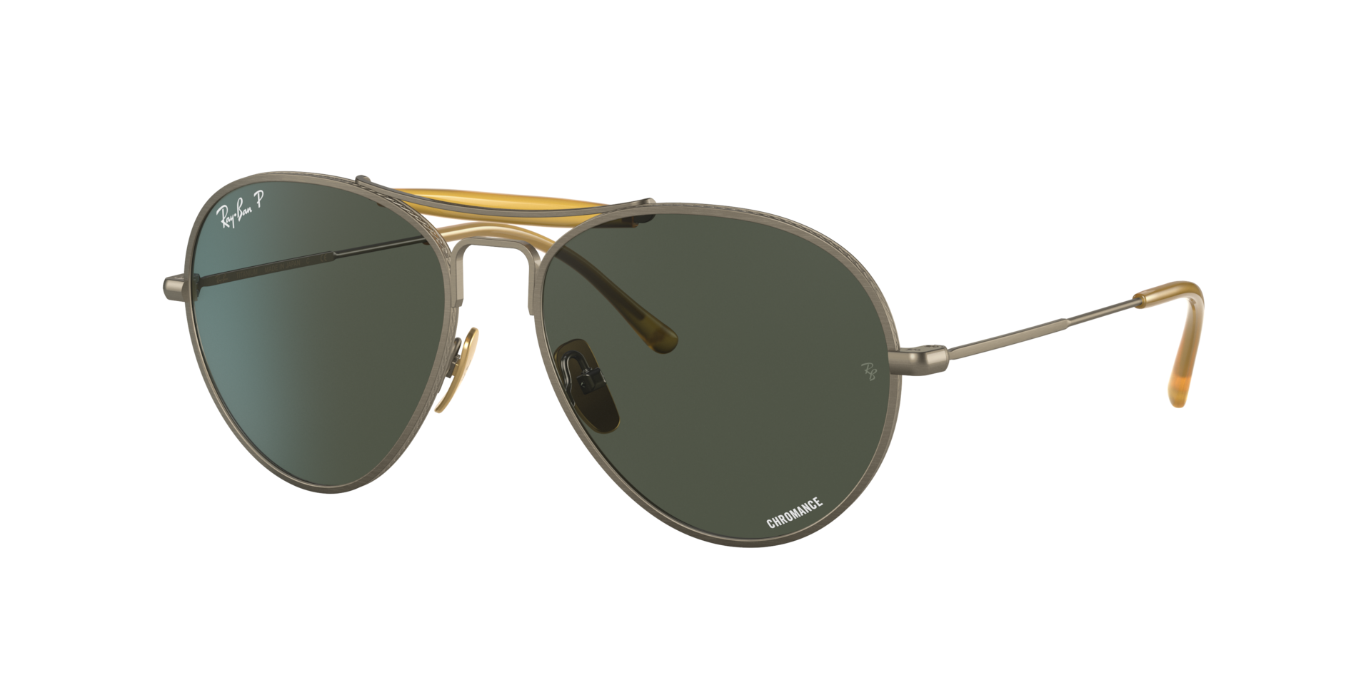 Ray-Ban Unisex Sunglass RB8063 Titanium - Rahmenfarbe: Antikgold, Linsenfarbe: Polarized Dunkelgrün Classic